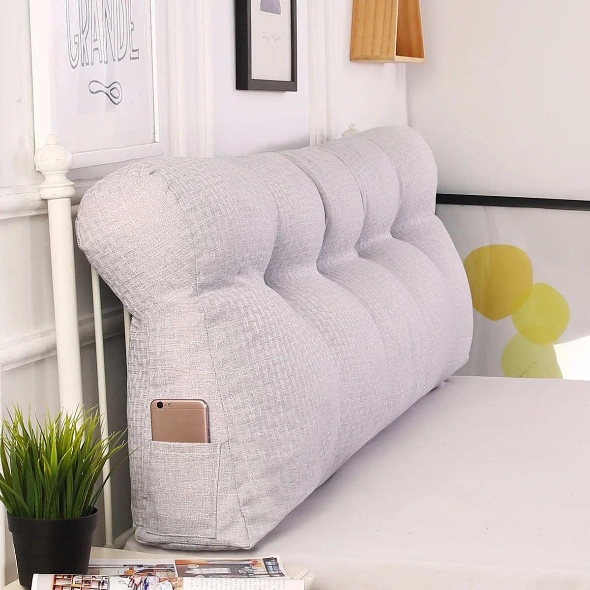 Queen Size Filled Triangular Wedge Lumbar Pillow Backrest