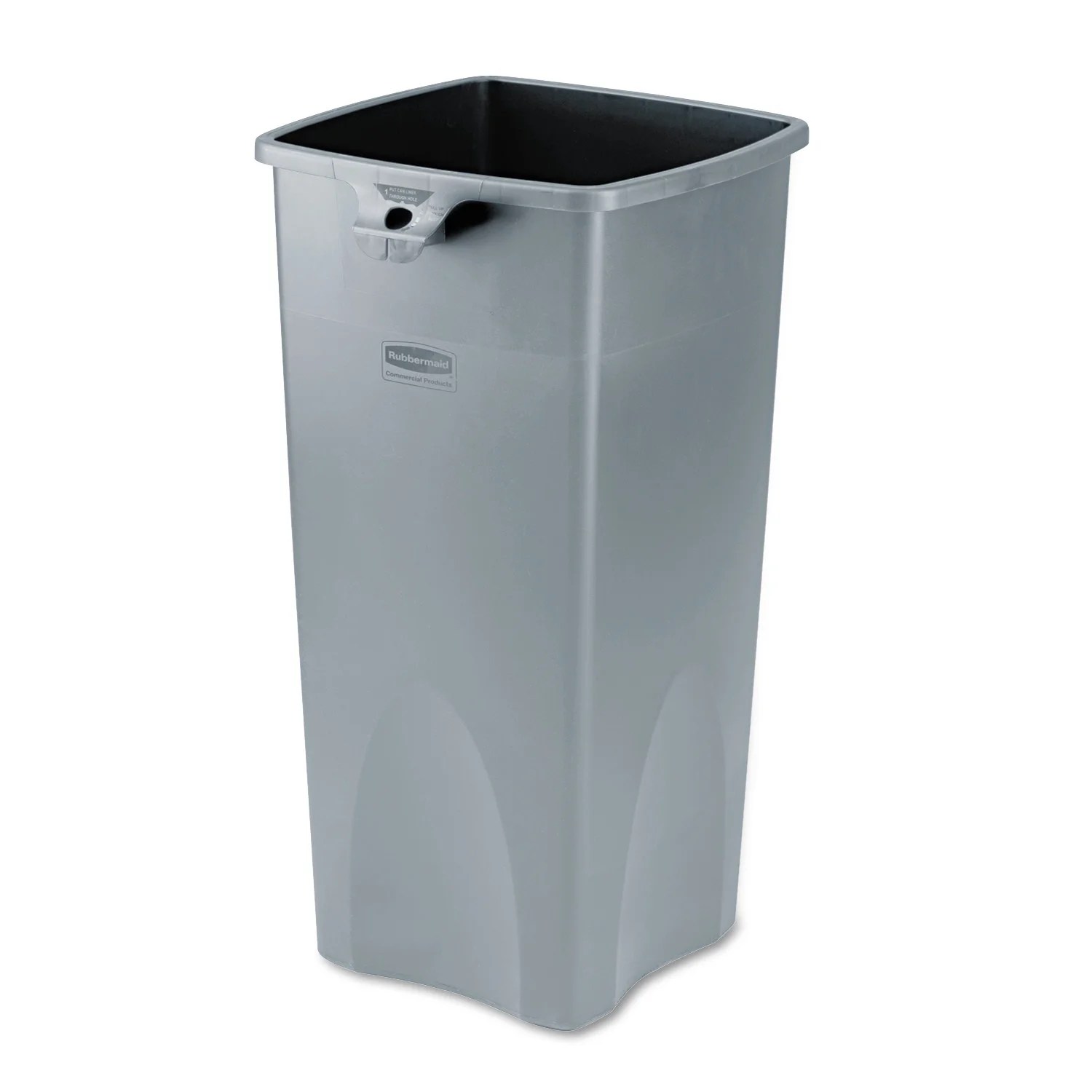 Rubbermaid Commercial Untouchable Square Trash Can, Plastic, 23 gal