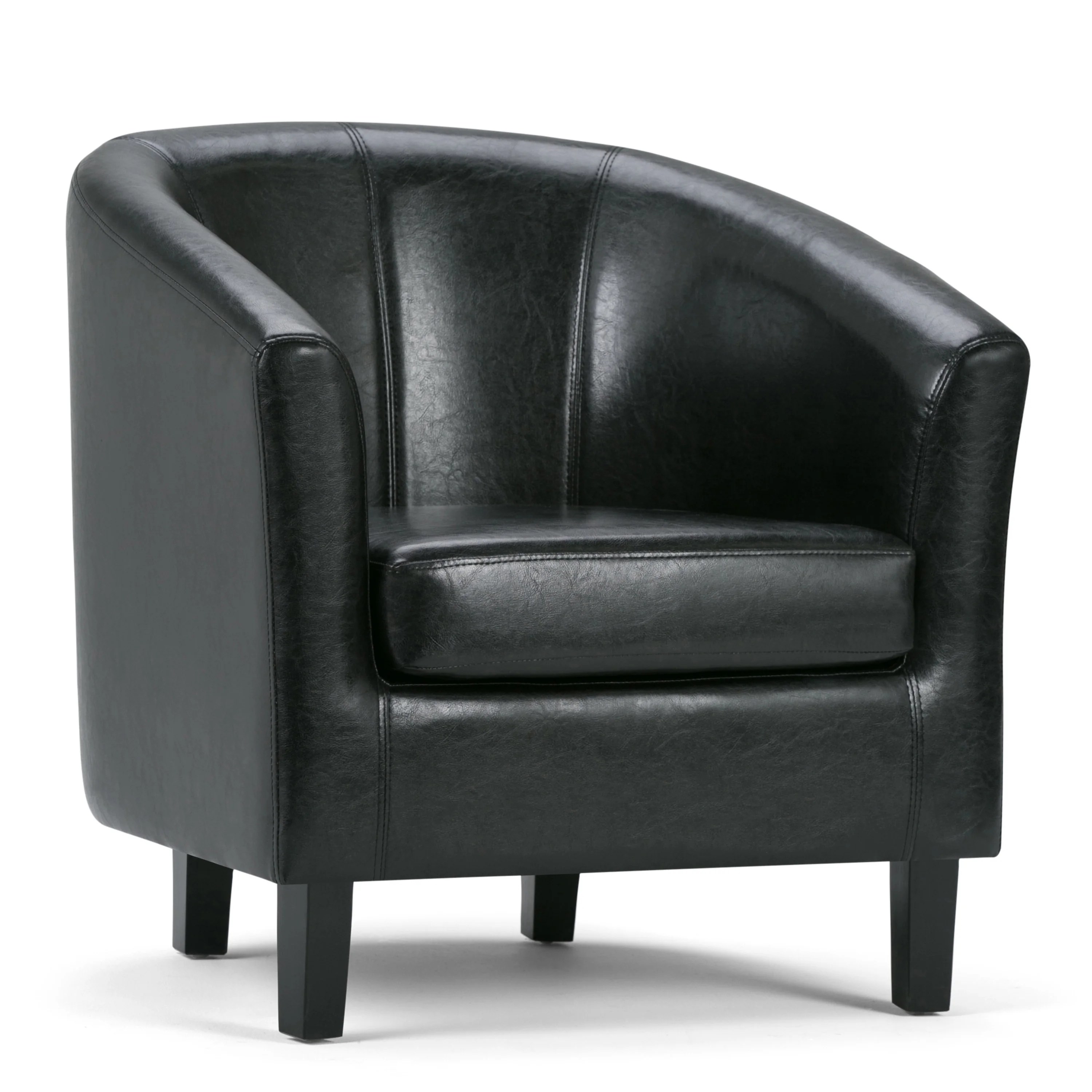 Brooklyn + Max Hudson 30 inch Wide Transitional Tub Chair in Black Faux