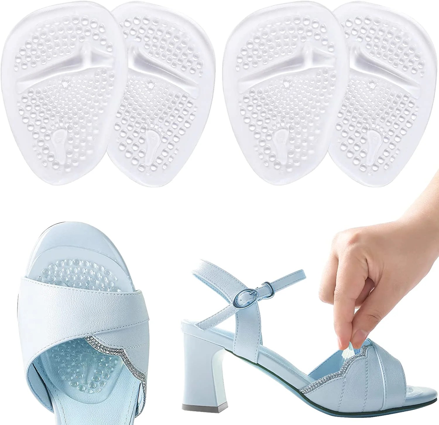 Metatarsal Pads,Ball of Foot Cushions for Pain Relief,Reusable Shoe Inserts,AntiSlip High Heel