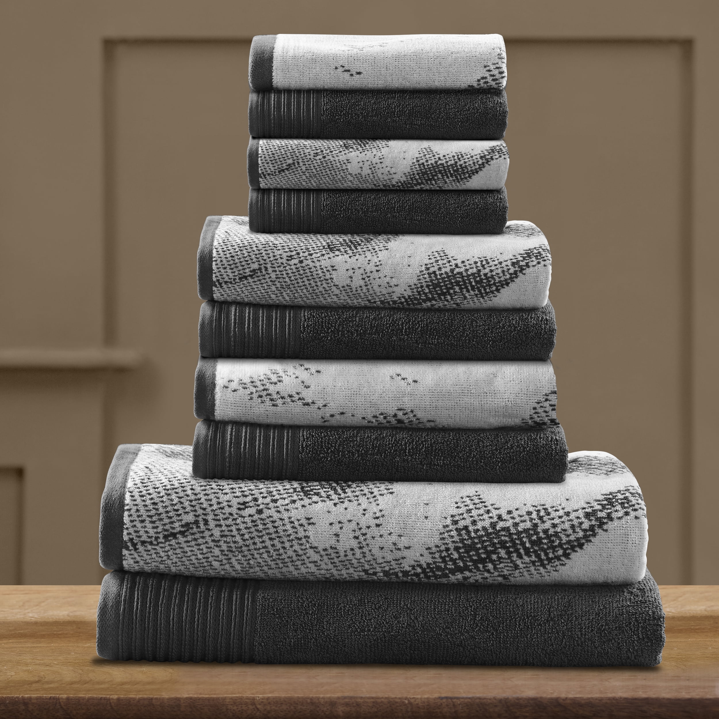Impressions Edaline Marbled Cotton 10Piece Towel Set, Black Walmart