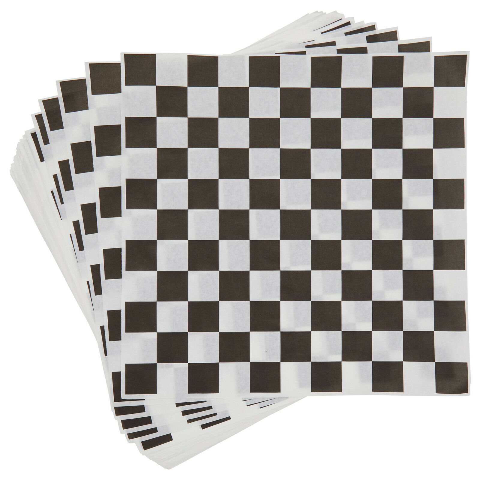 300 Pack Checkered Wax Paper Sheets, Black and White Deli Basket Liner