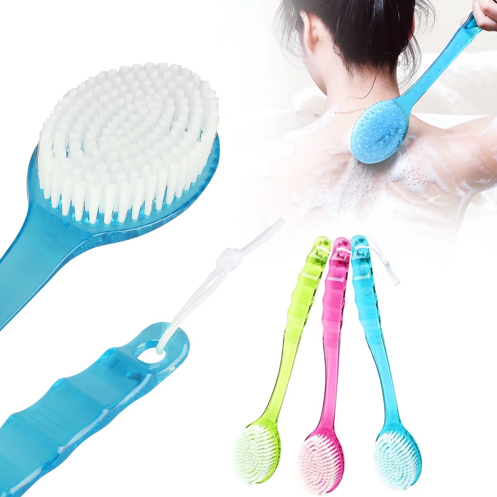 Bath Brush with Soft Bristles, Long Handle Bath Shower Back Brush for