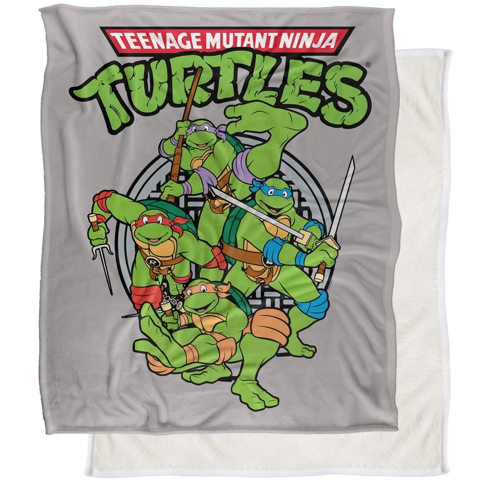 TMNT Blanket, 50"x60" TMNT Group Silky Touch Sherpa Back Super Soft