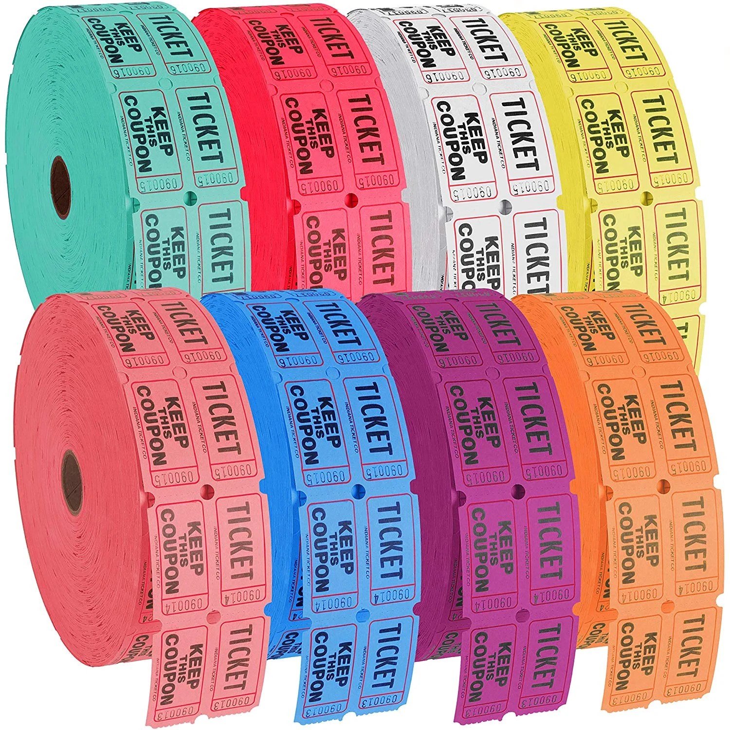 8Tickets Roll of 2000 Double Tickets, (16,000) 50/50 Raffle, Carnival