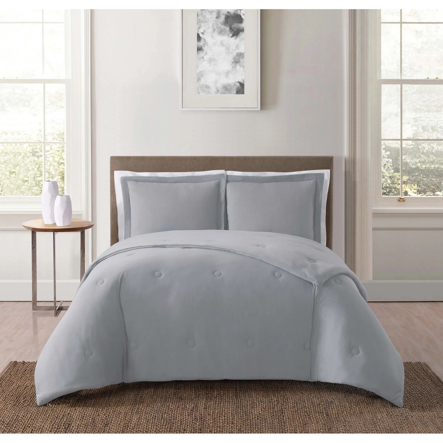Truly Soft Everyday Solid Jersey Grey Full / Queen Comforter Set