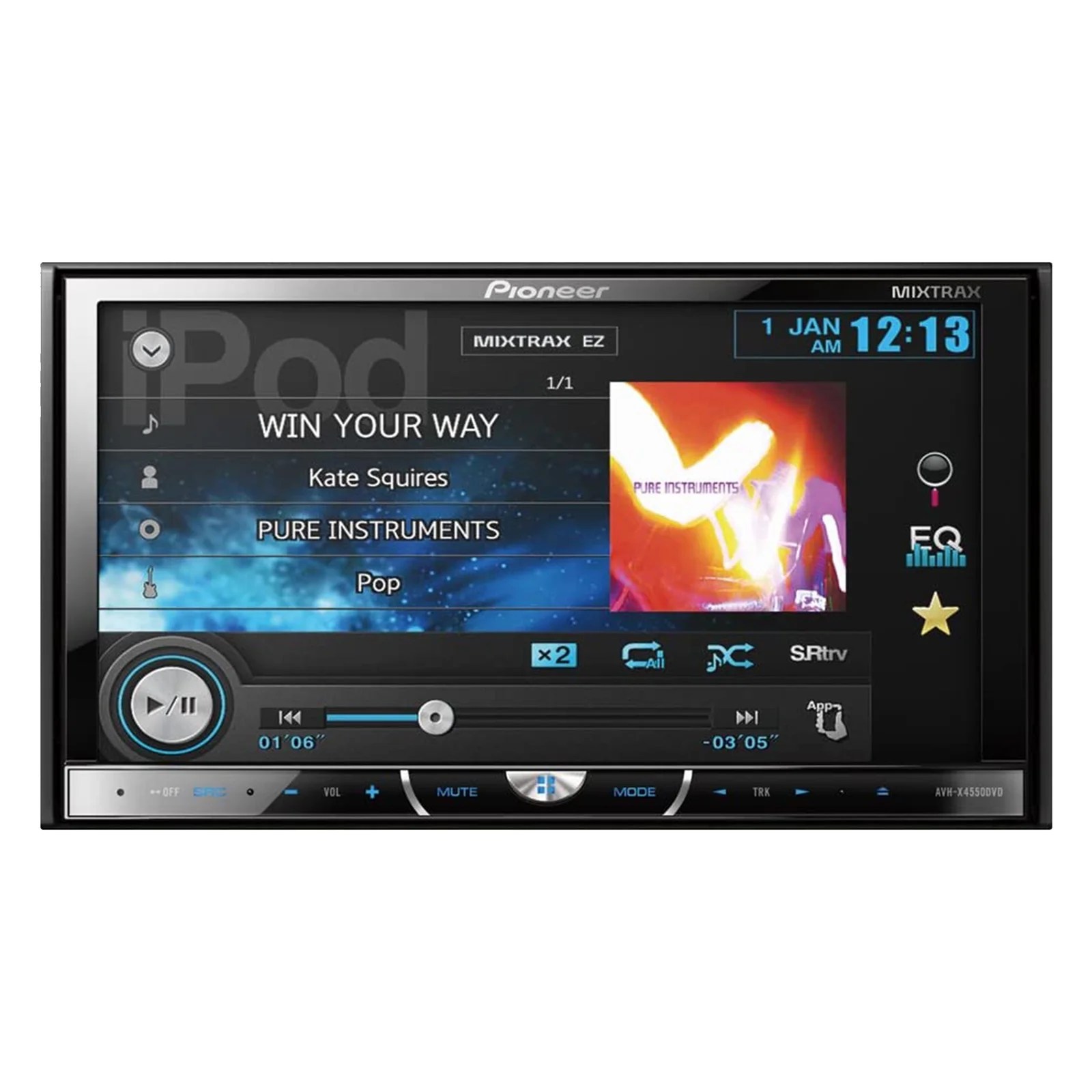 Pioneer AVHX4550DVD Double DIN Multimedia DVD Player USB AM/FM Radio
