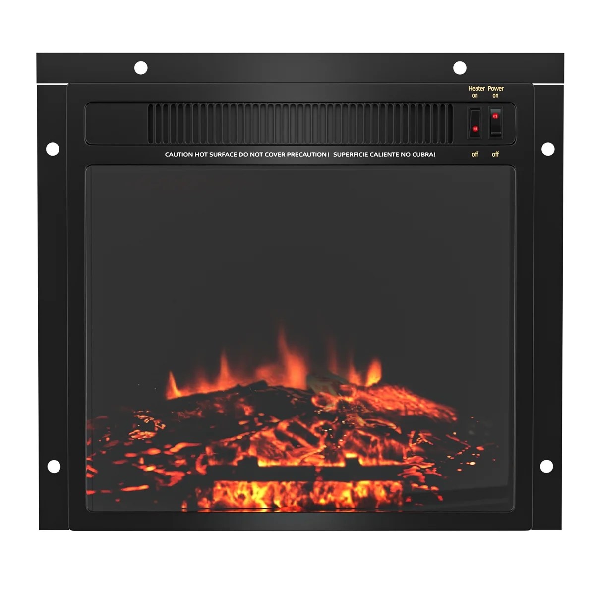 20 Inch 1500W Fireplace Electric Embedded Insert Heater Glass Log Flame
