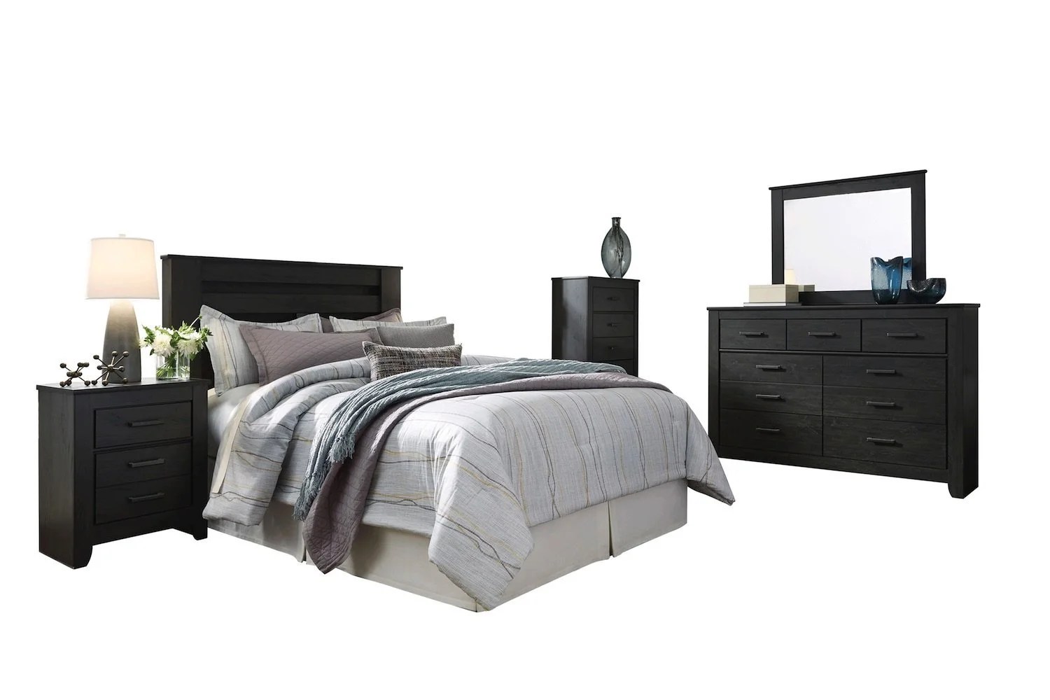 Ashley Furniture Brinxton 5 PC E King Panel Headboard Bedroom Set w