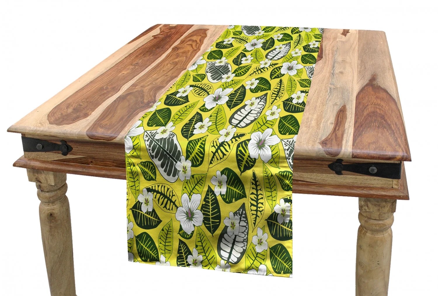 Tropical Table Runner, Aloha Themed Exotic Scene of Hawaiian Summer