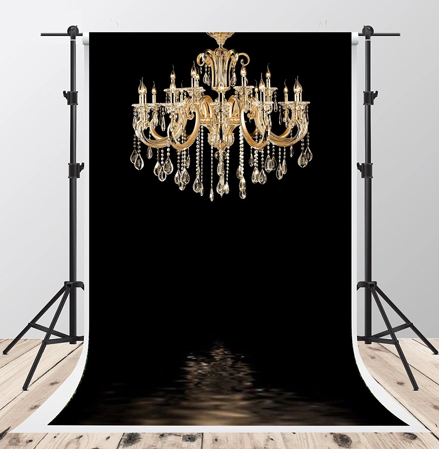 HelloDecor Polyester Fabric 5x7ft Black Bedroom Backdrops for