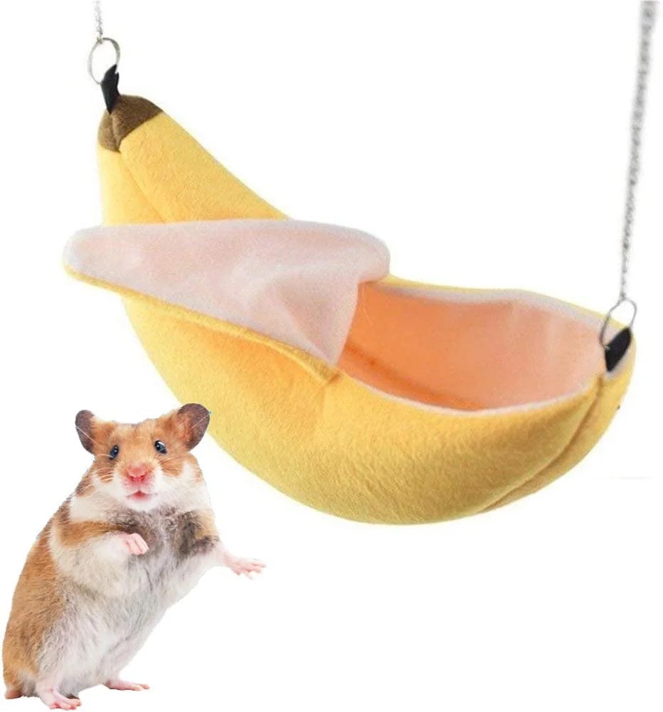 Hamster Bed House Hamster Bedding Winter Hanging Fruit Banana Warm Bed Nest Accessories for Mini