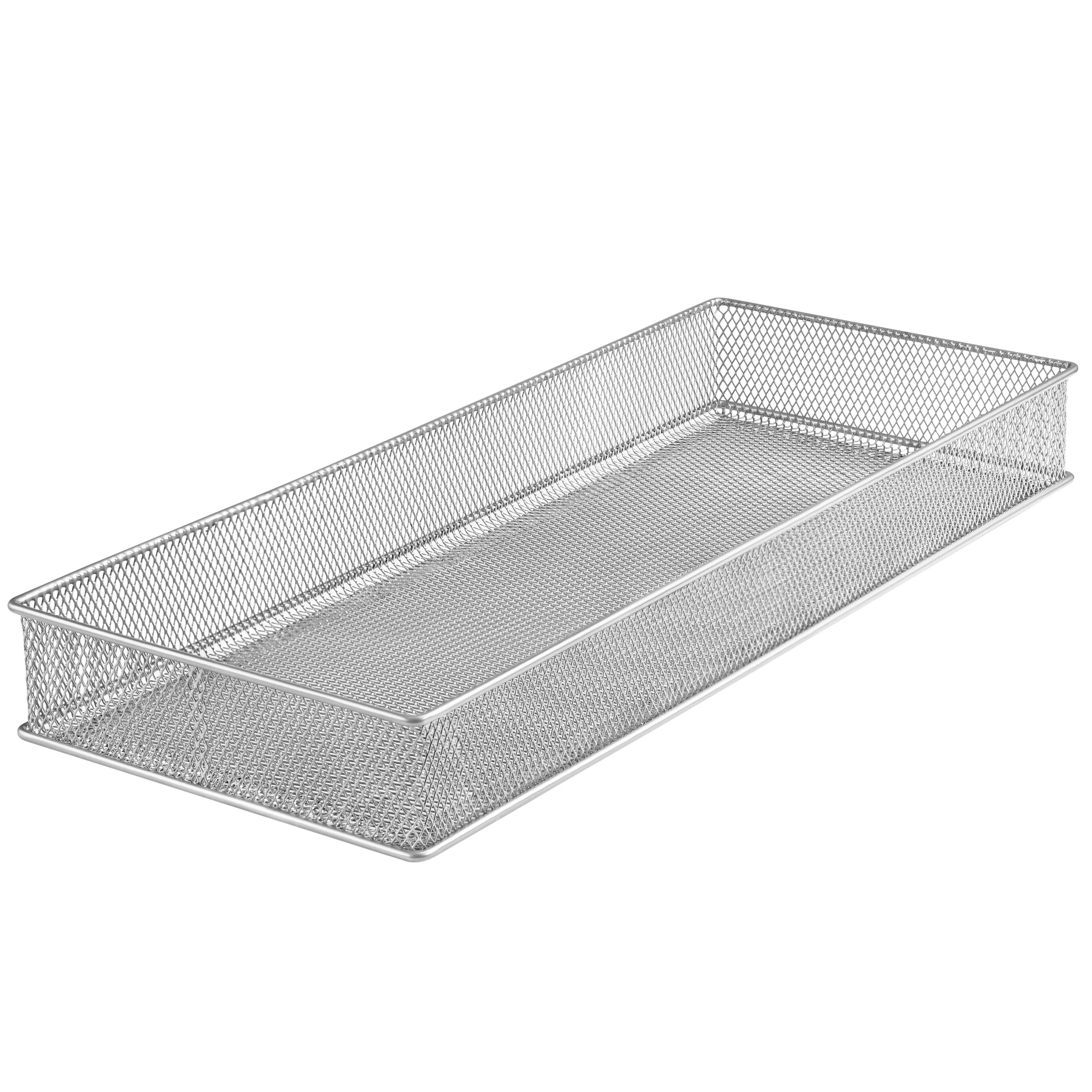 YBM Home Silver Mesh Drawer Organizer Tray for Home and Office 6 in. W