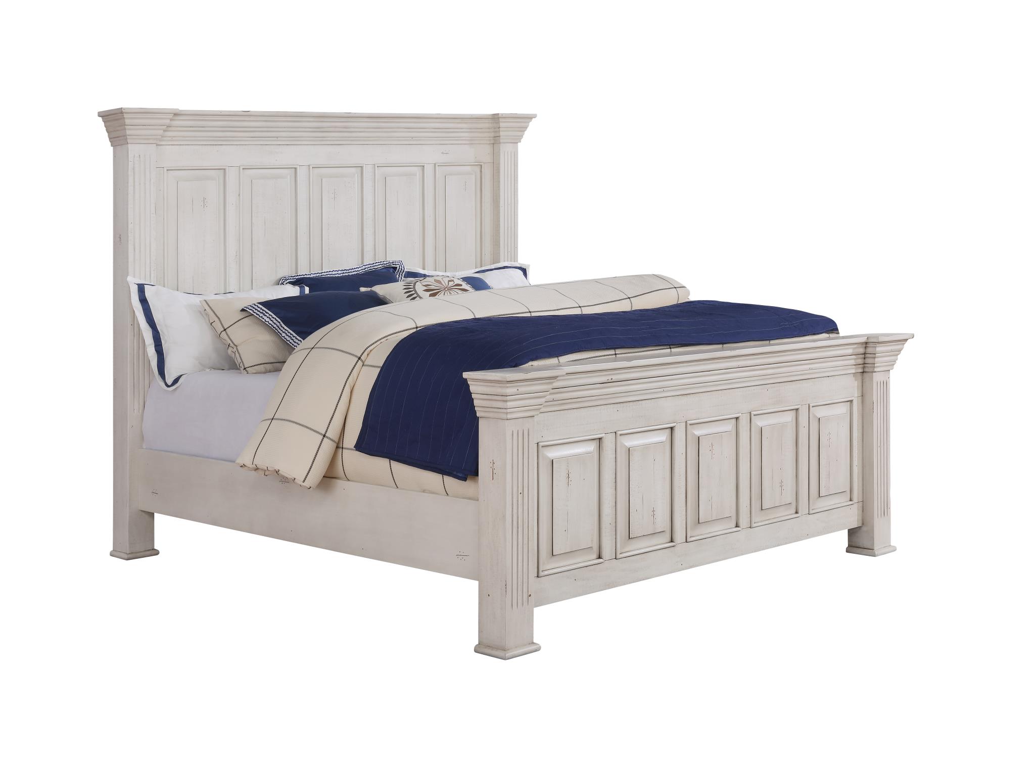 1Pc Beautiful Modern King Bed High Headboard Wooden Furniture White
