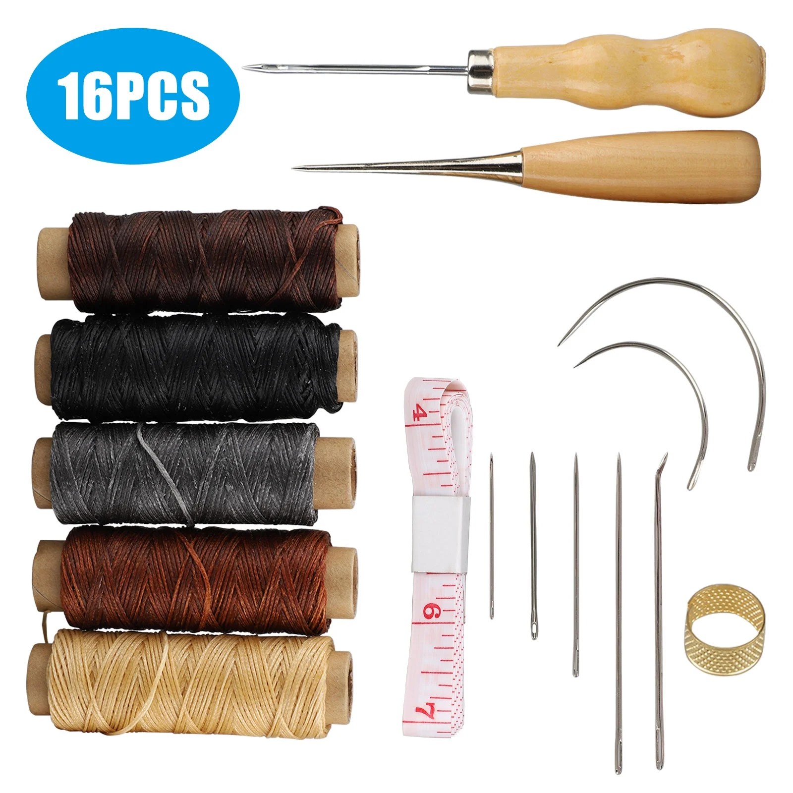 Leather Craft Tool, TSV 16 Pieces Leather Sewing Tools Kit Leather DIY