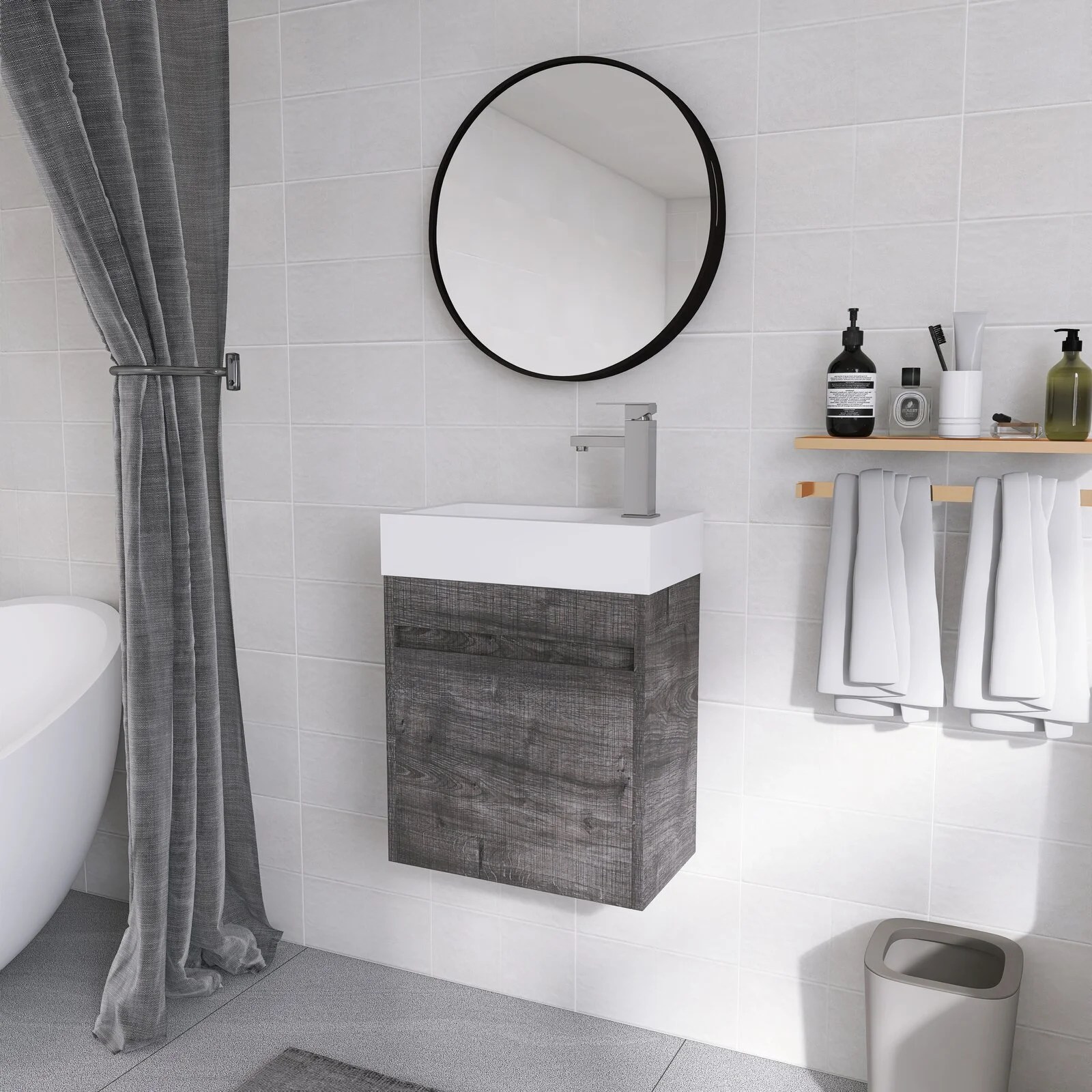 Holaki 18" Floating Bathroom Vanity With Sink For Small Powder Room, Modern Bathroom Sink Vanity