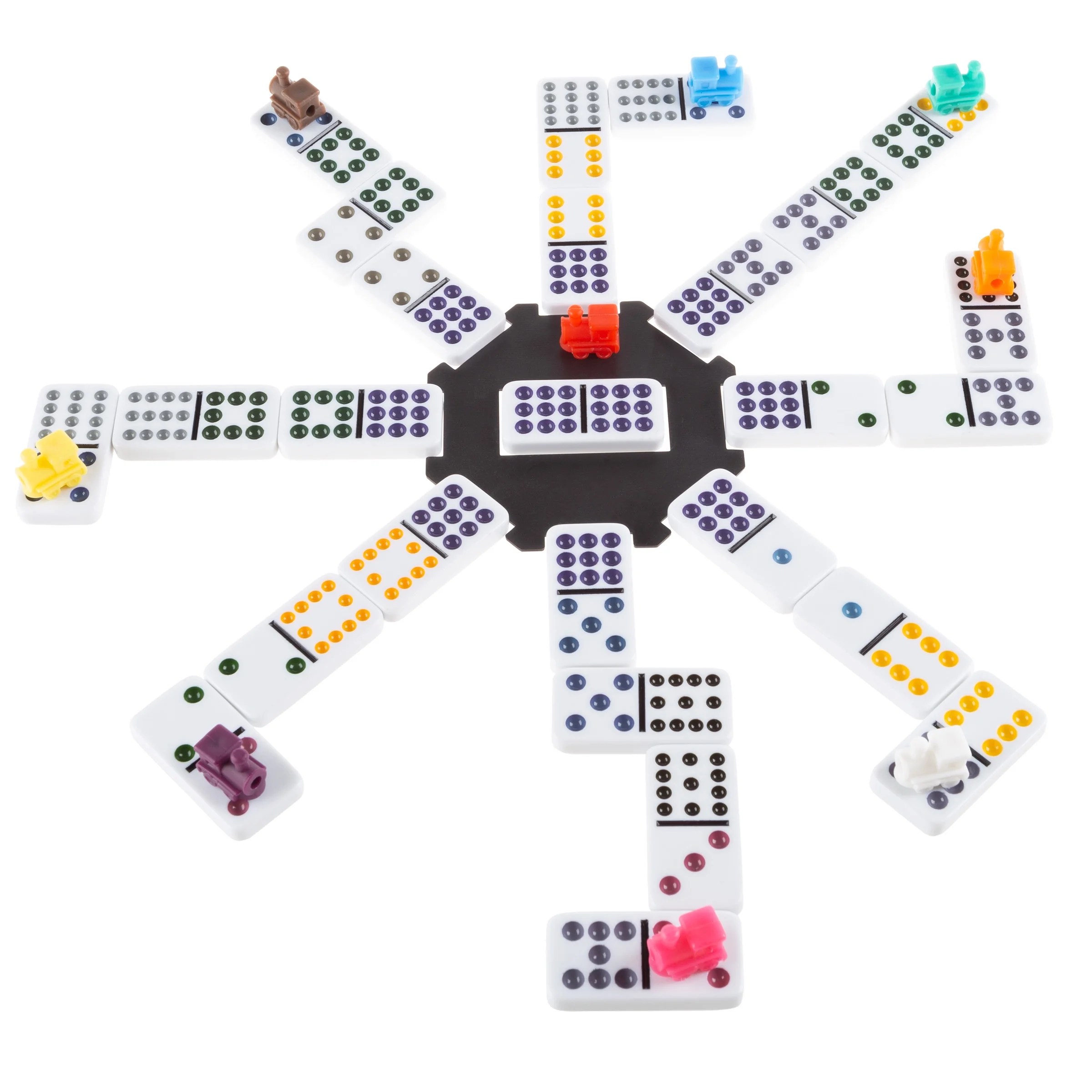 Hey Play Classic Mexican Train Dominoes Set for Adults and Children