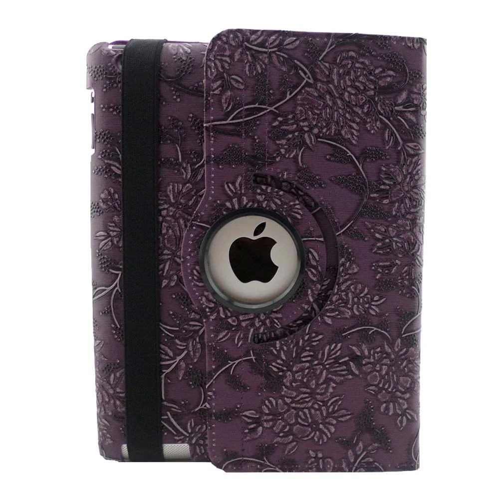 TCD iPad Air 2 Fancy Rotating Embossed Flower PU Leather Case Cover