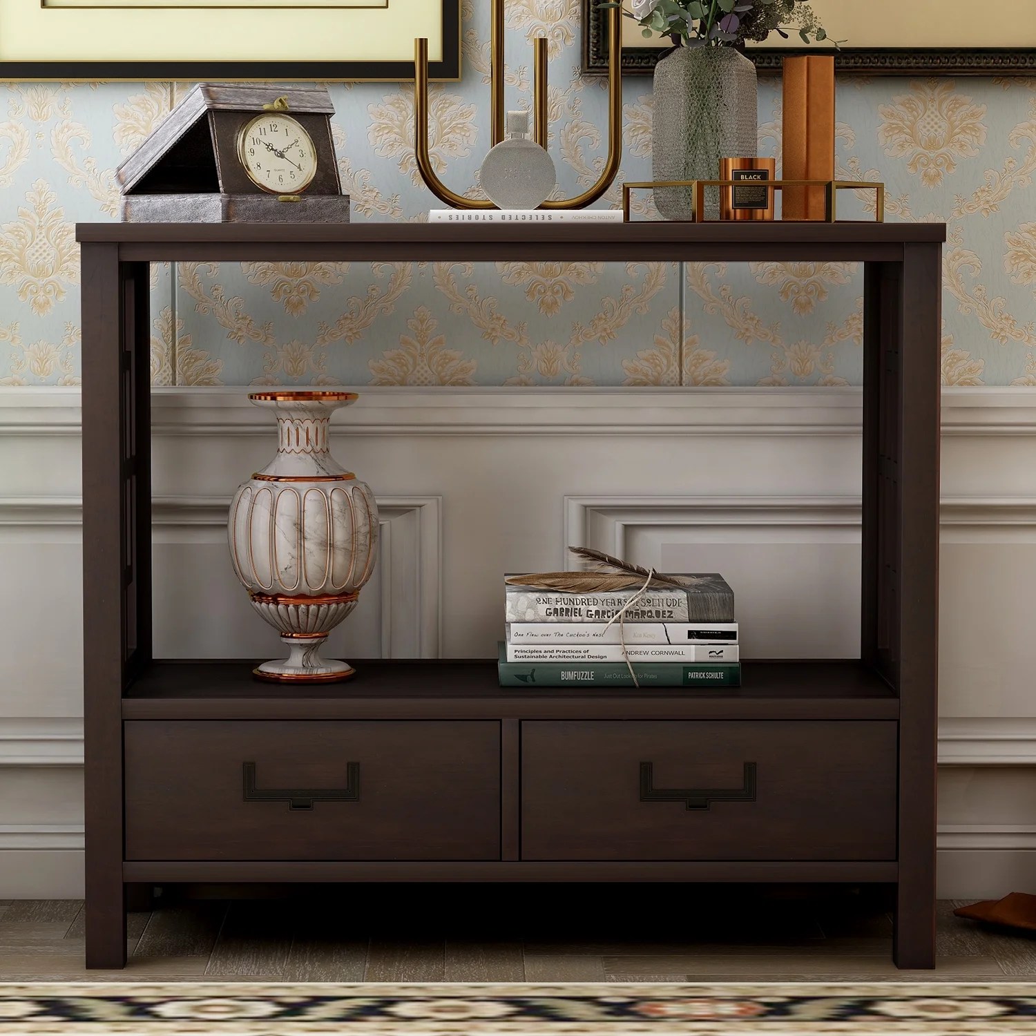 Console Table with Drawers, Wooden Rustic Buffet Sideboard Console Table with Drawers, Wooden Rustic Buffet Sideboard