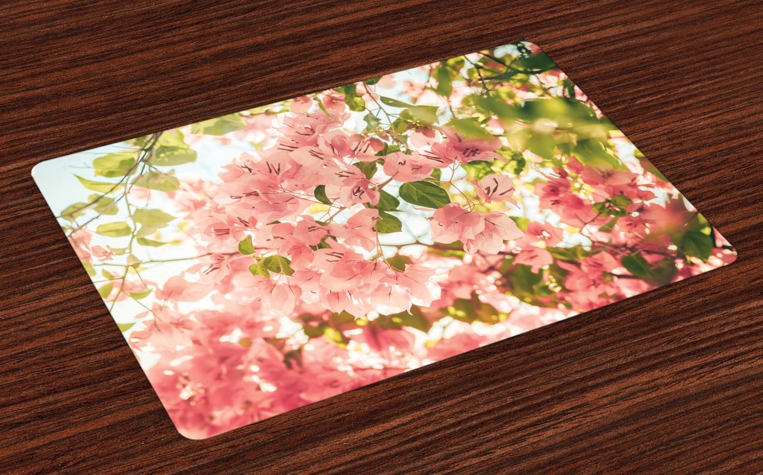 Spring Placemats Set of 4 Bougainvillea Flowers Branches in Sunny