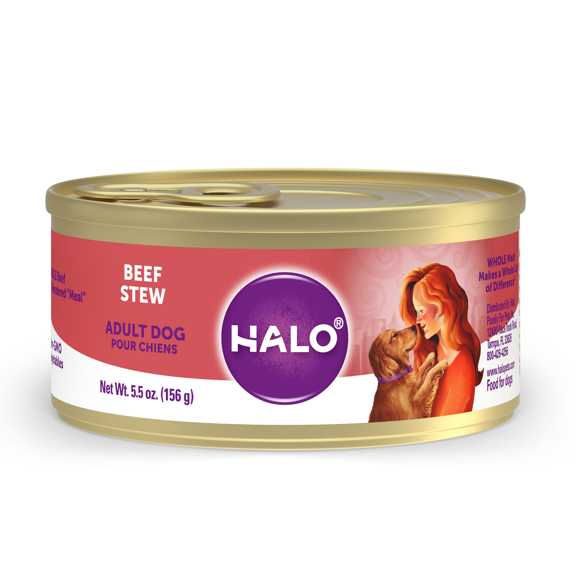 Halo Natural Wet Dog Food, Beef Stew 5.5oz Case of 12