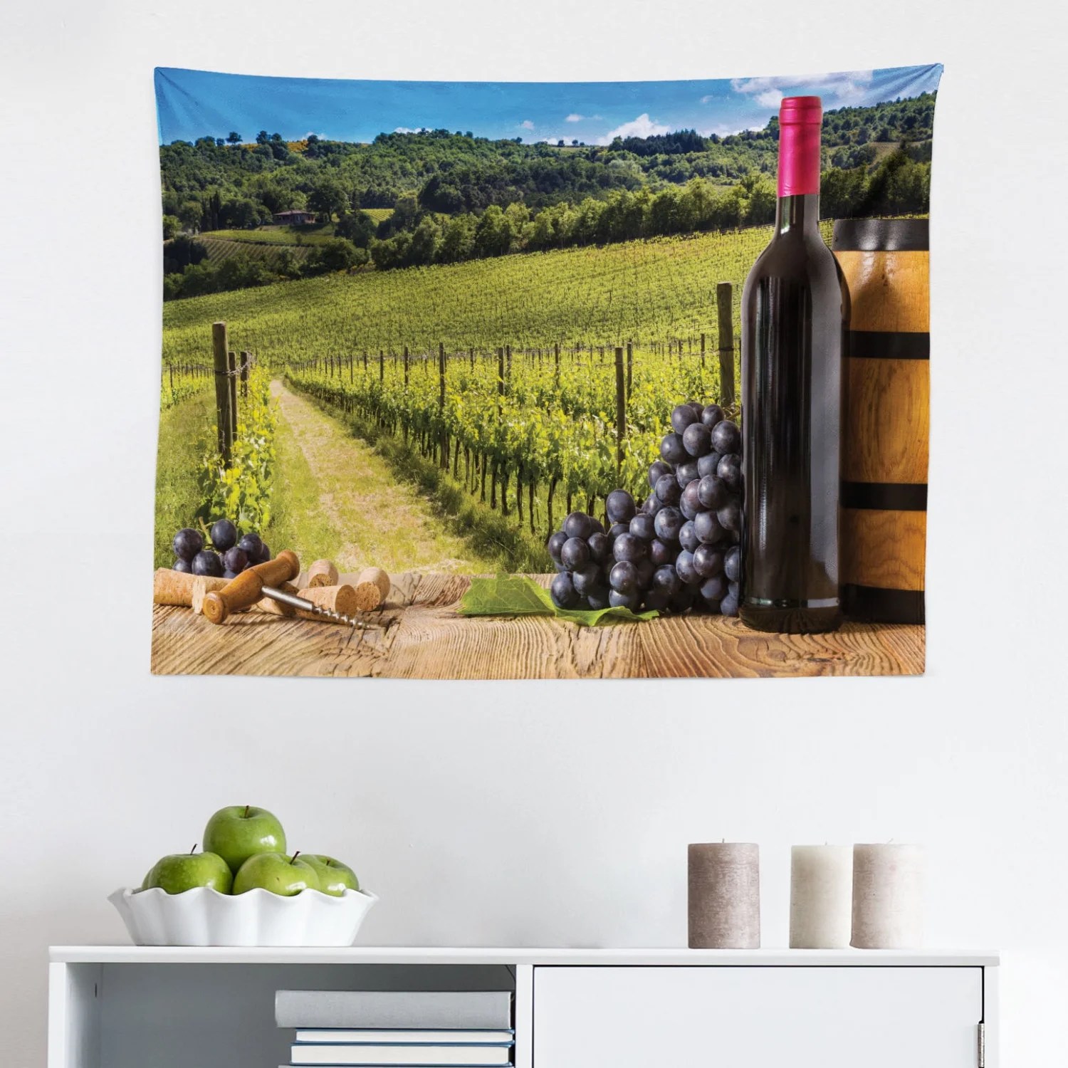 Winery Tapestry, Countryside Landscape Vineyard Agriculture Winemaking