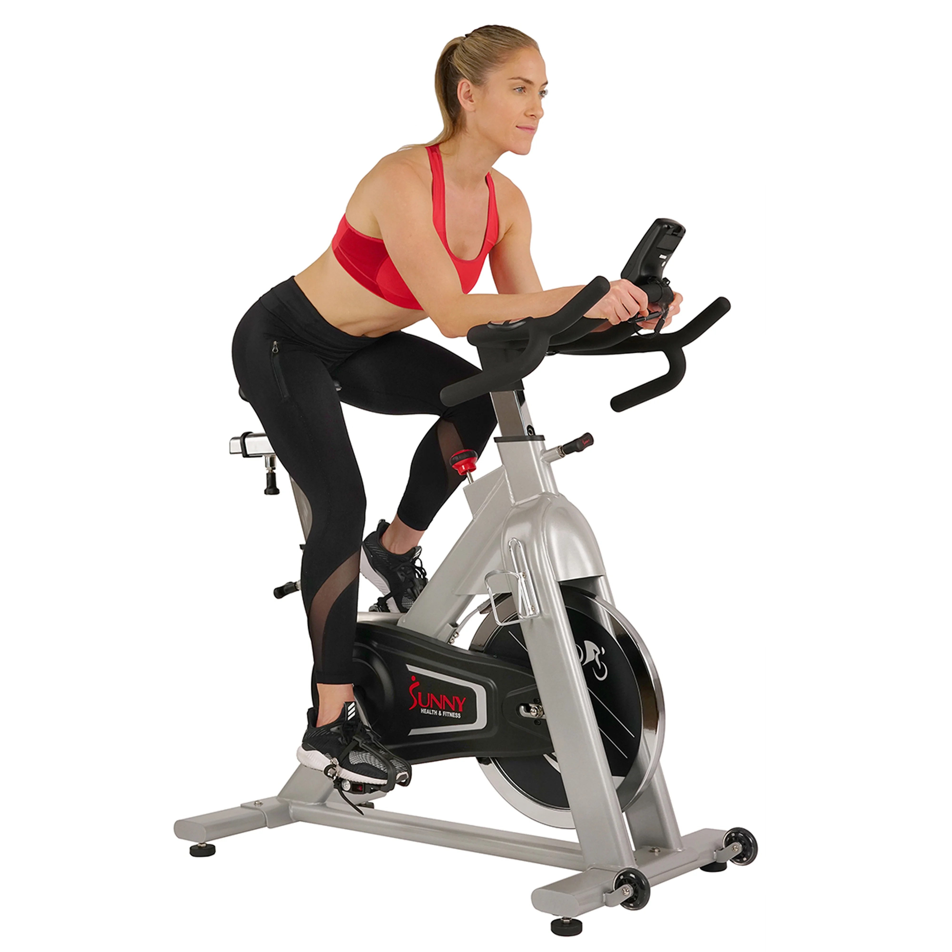 Sunny Health & Fitness Belt Drive Indoor Cycling Bike, High Weight
