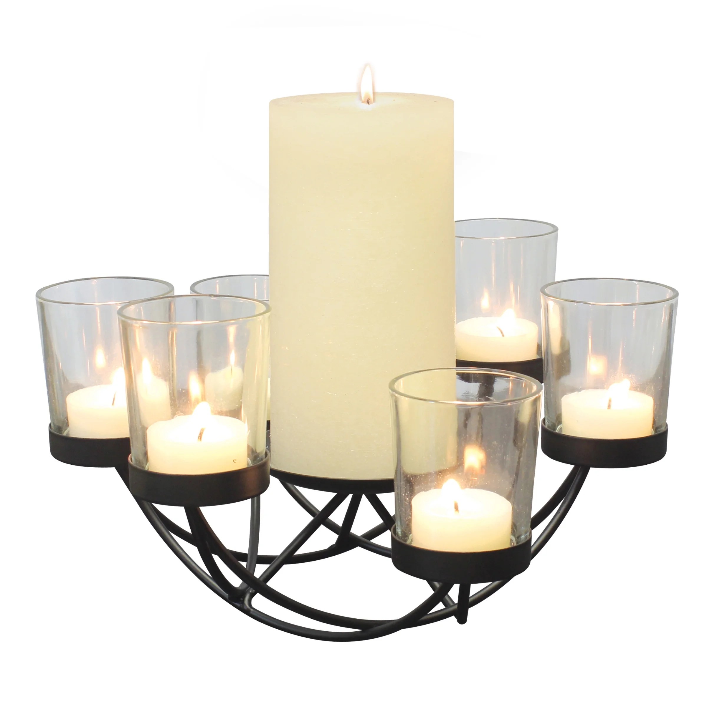 Briarwood Black Metal Votive Candelabra with Pillar Candle Holder