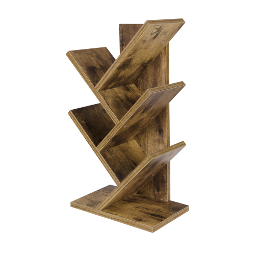 Tree Bookshelf set of 2 ，4Tier Small Book Shelf Organizer Floor
