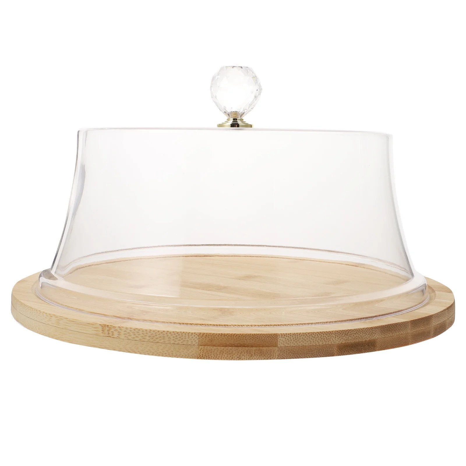Frcolor 1 set of Acrylic Cake Cover and Bamboo Plate Food Display Cover