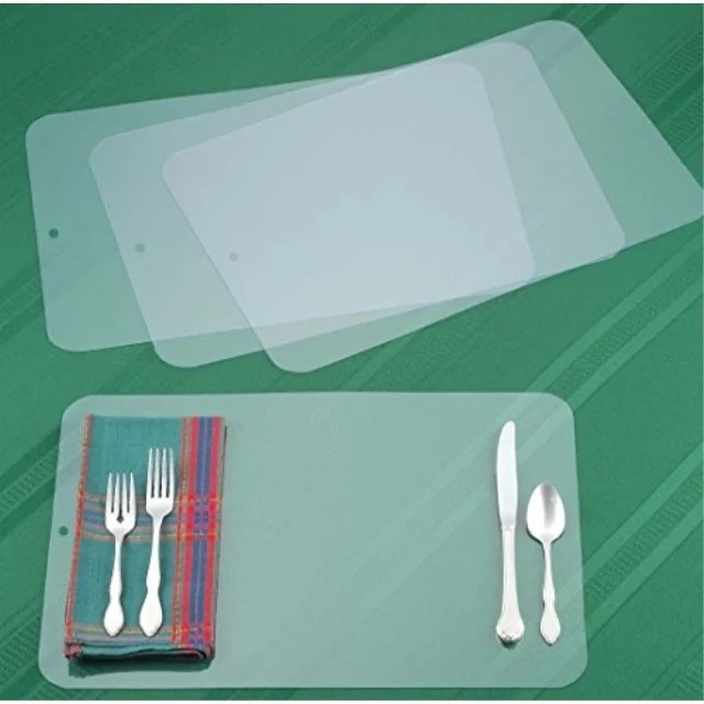 Clear Placemat Set of 4 Washable Dining or Kitchen Table Mat Plastic Heat Resistant