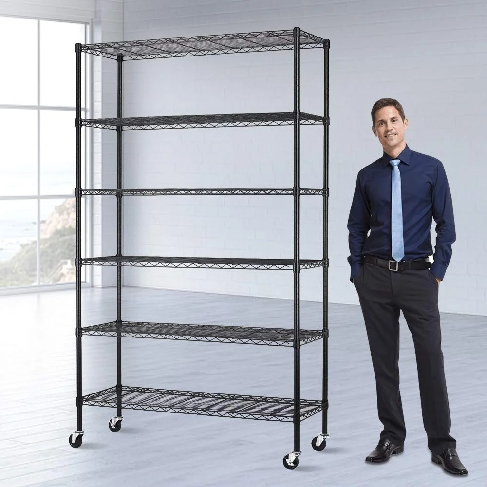 Tier Wire Shelving Unit With Wheels Adjustable Storage Shelves Heavy