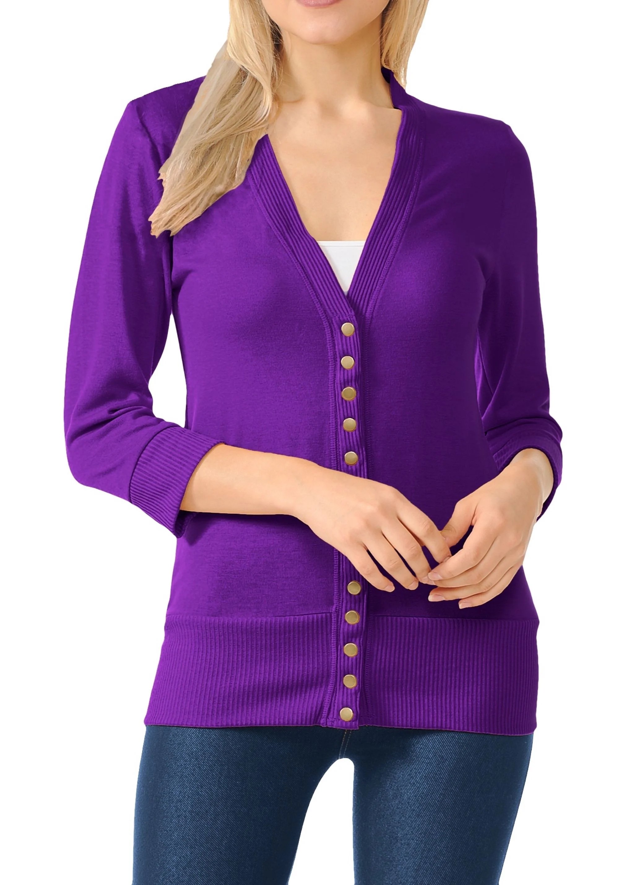 ClothingAve ClothingAve. Womens 3/4 Sleeve Snap Button Sweater