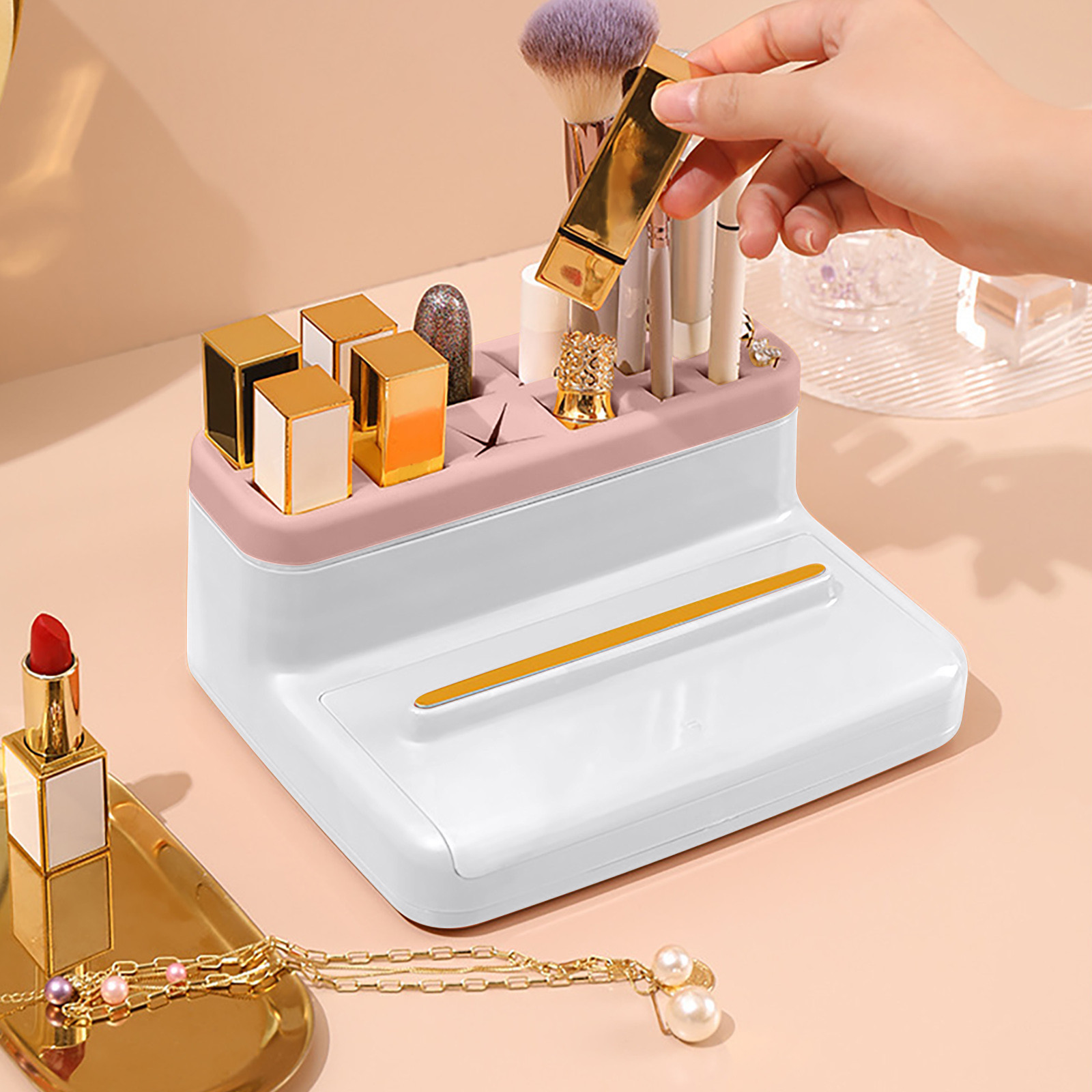 loopsun Makeup Storage Box,Beauty Storage Box,Clamshell And Detachable