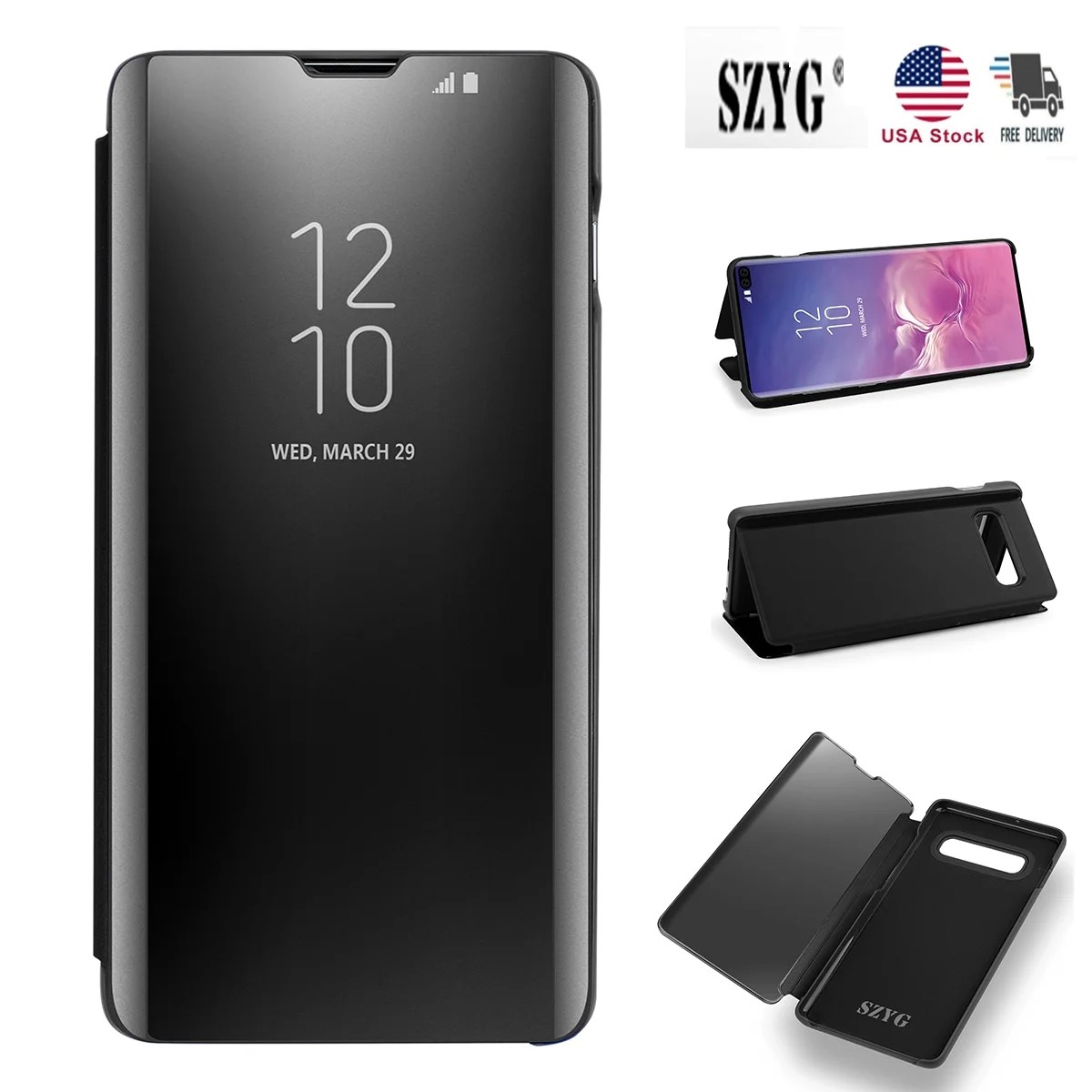 Mirror Smart Flip Stand Case Cover Samsung Galaxy S10,Clear View Cover