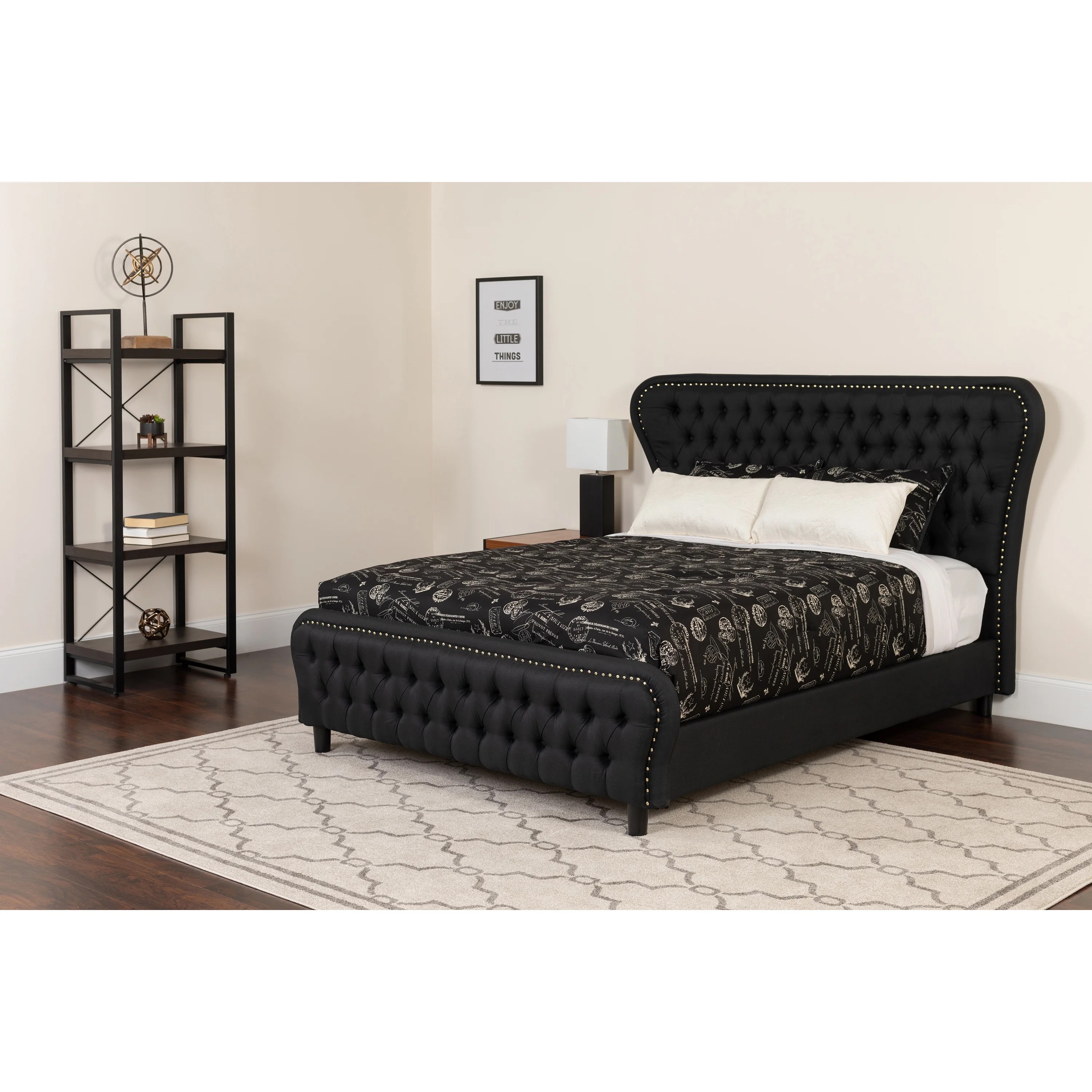 Flash Furniture Cartelana Tufted Upholstered King Size Platform Bed in
