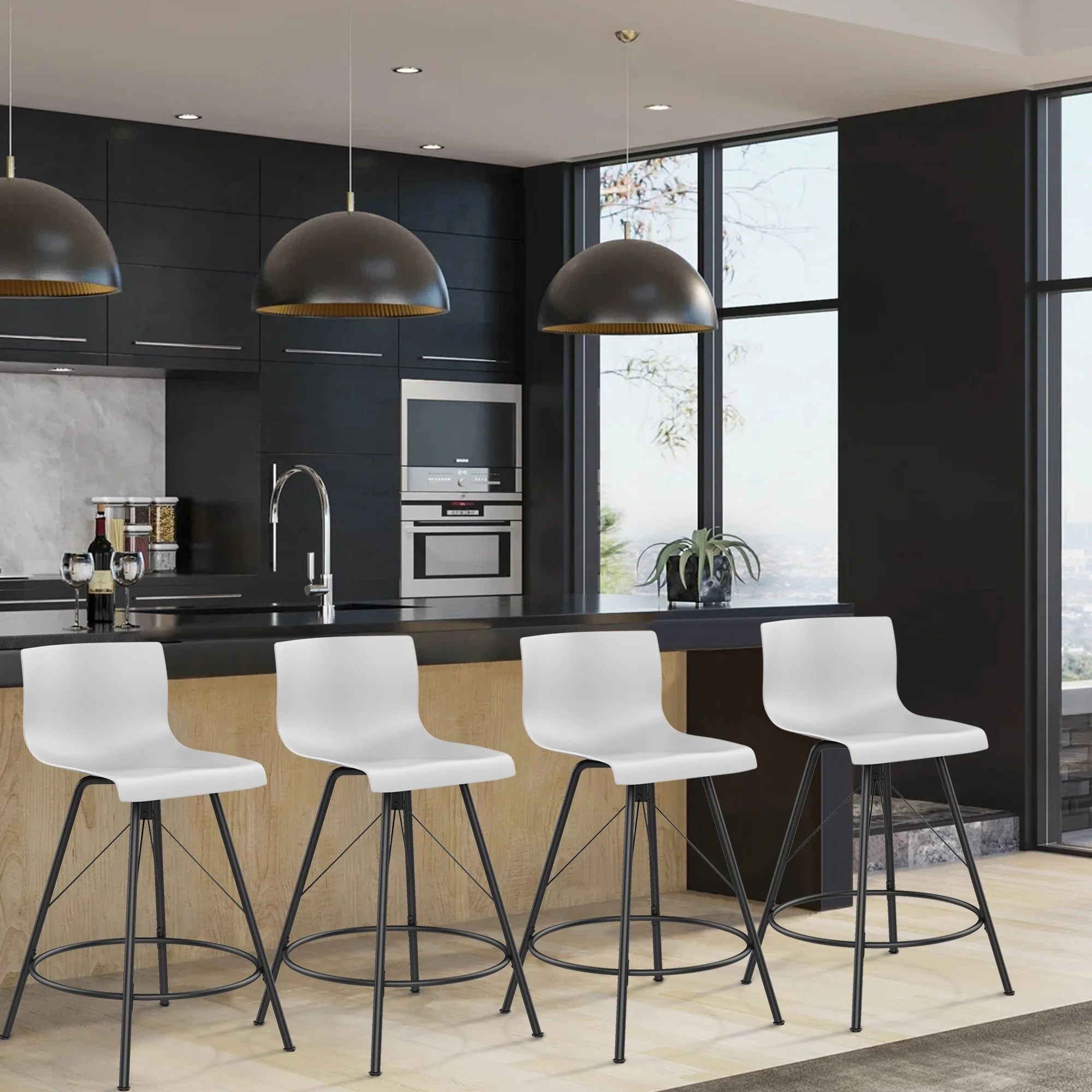 Andeworld 30" Swivel Bar Stools with Back Metal Barstools Set of 4