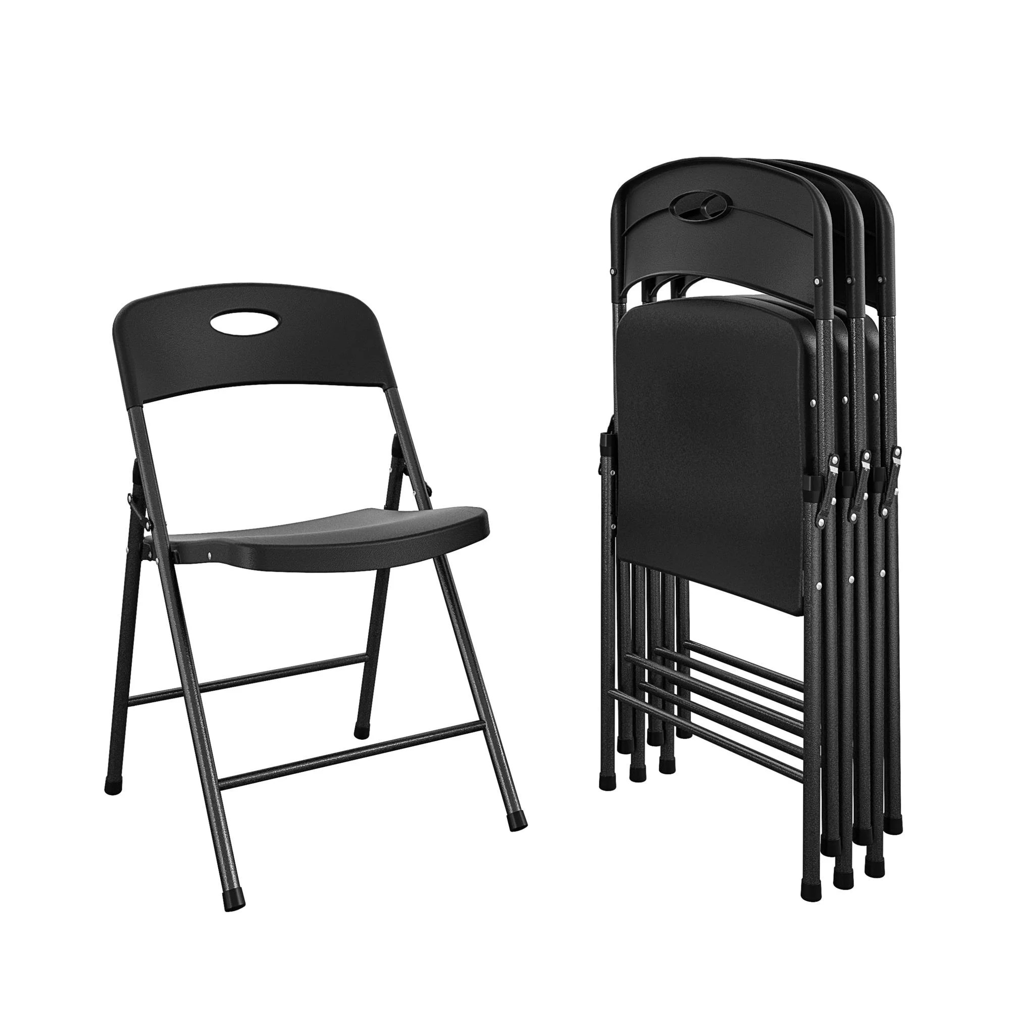 COSCO Solid Resin Plastic Folding Chair, Indoor/Outdoor, Double Braced
