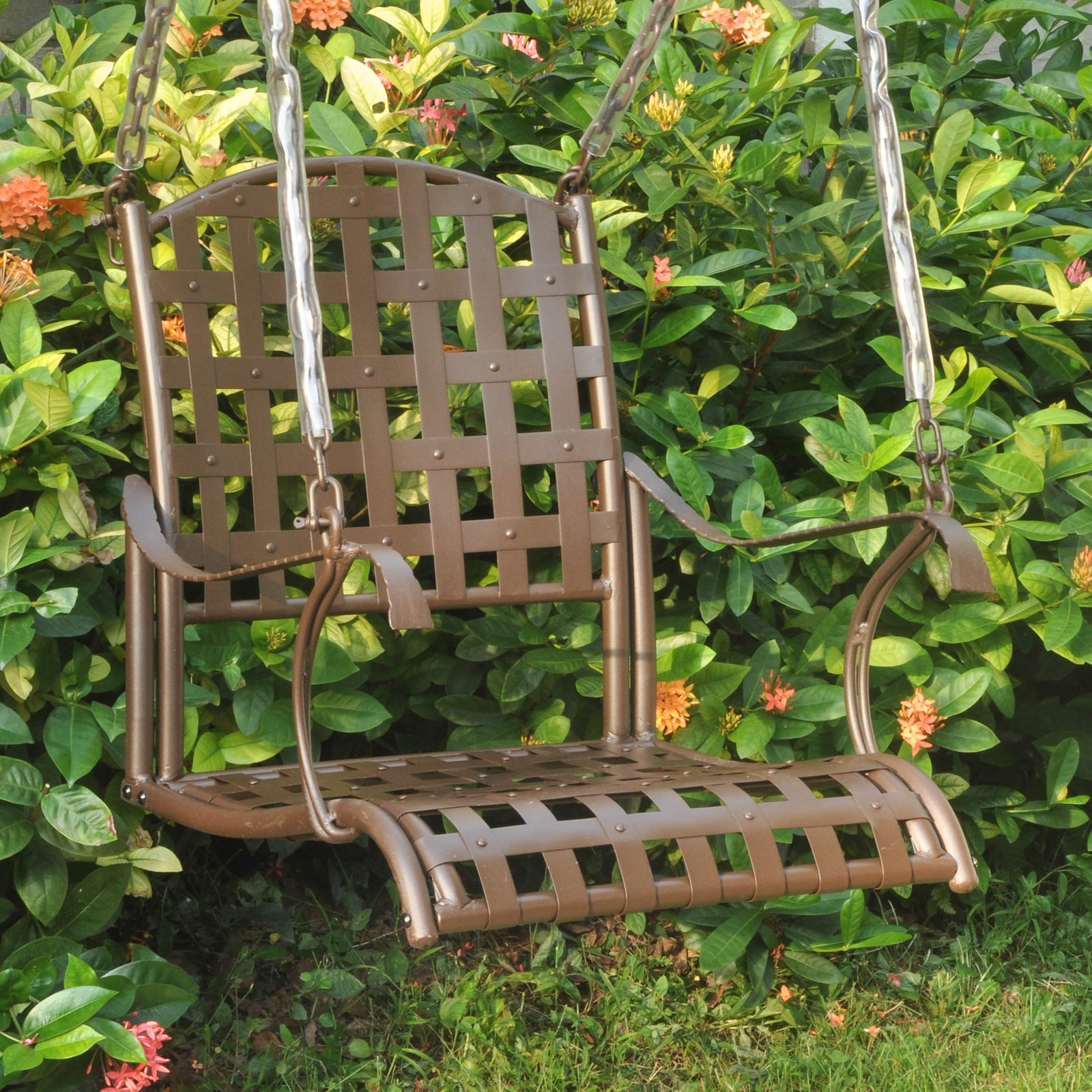 International Caravan Santa Fe Single Seat Iron Metal Patio Swing International Caravan Santa Fe Single Seat Iron Metal Patio Swing