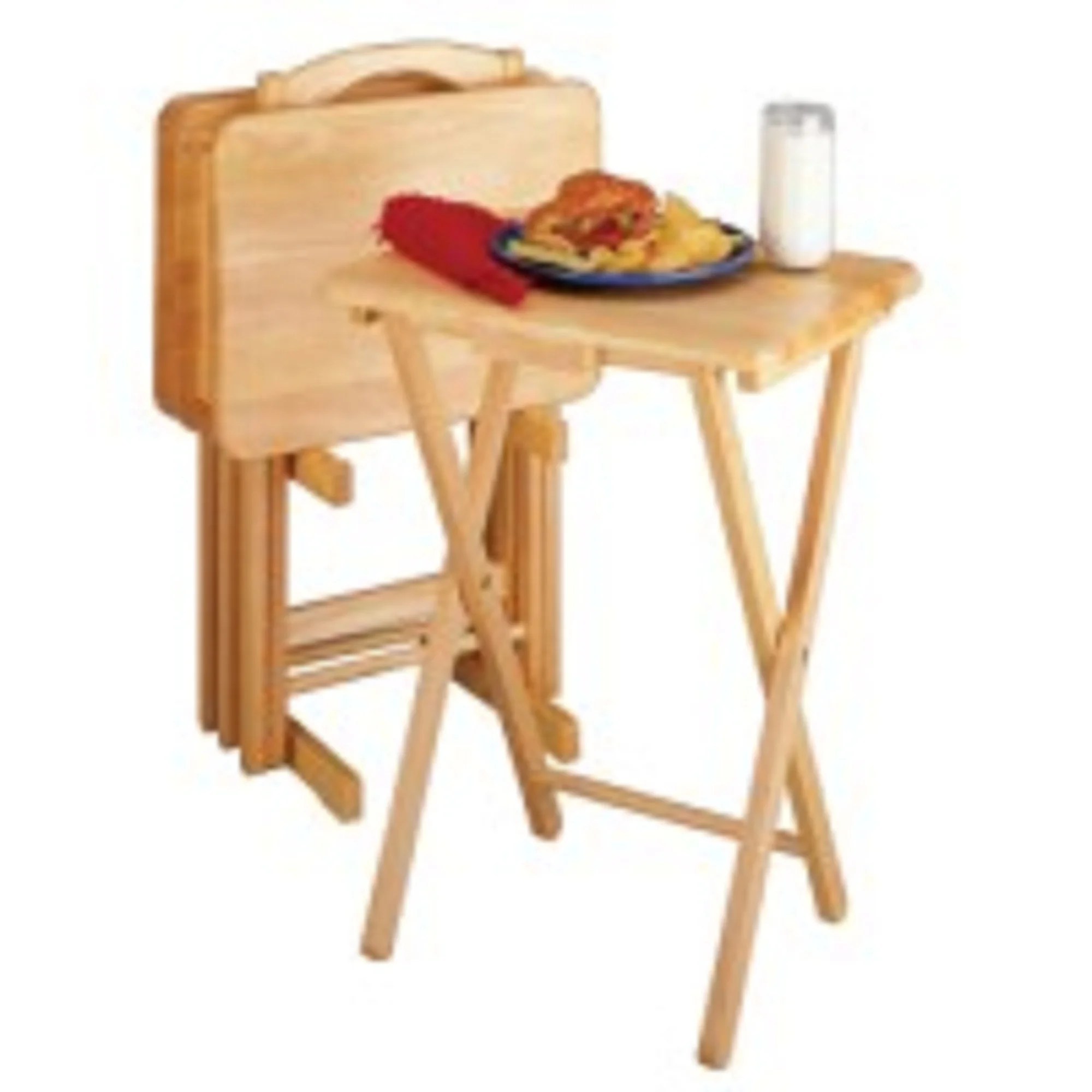Set of 5 Beige Folding Snack Table 25.75”