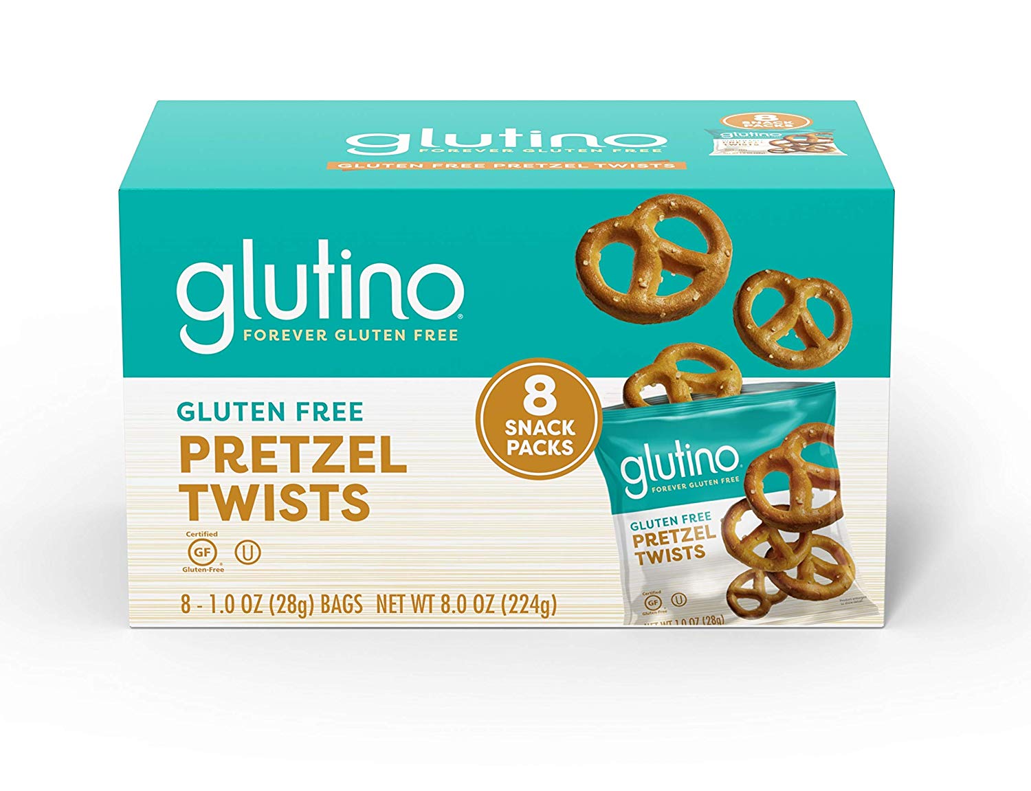Glutino Gluten Free Pretzel Twists Snack Pack, Salted, 8 oz Walmart