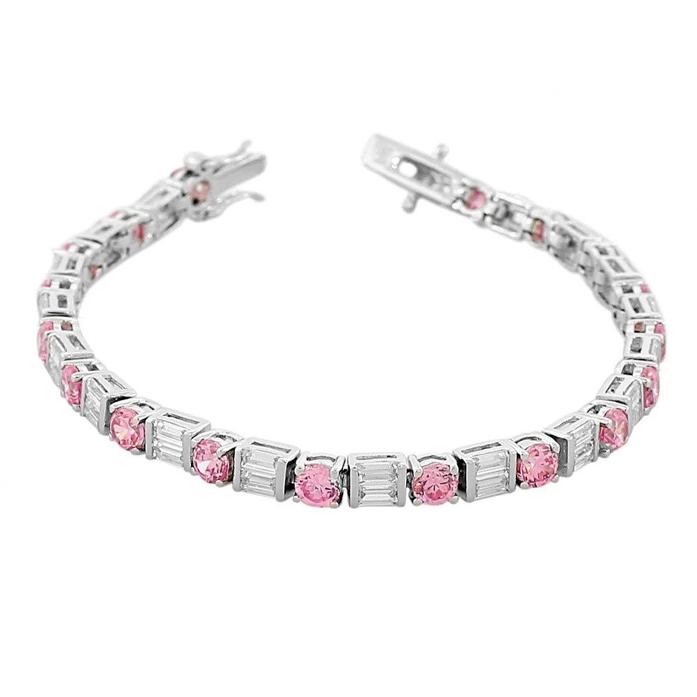 My Daily Styles 925 Sterling Silver Round Baguette White Multicolor