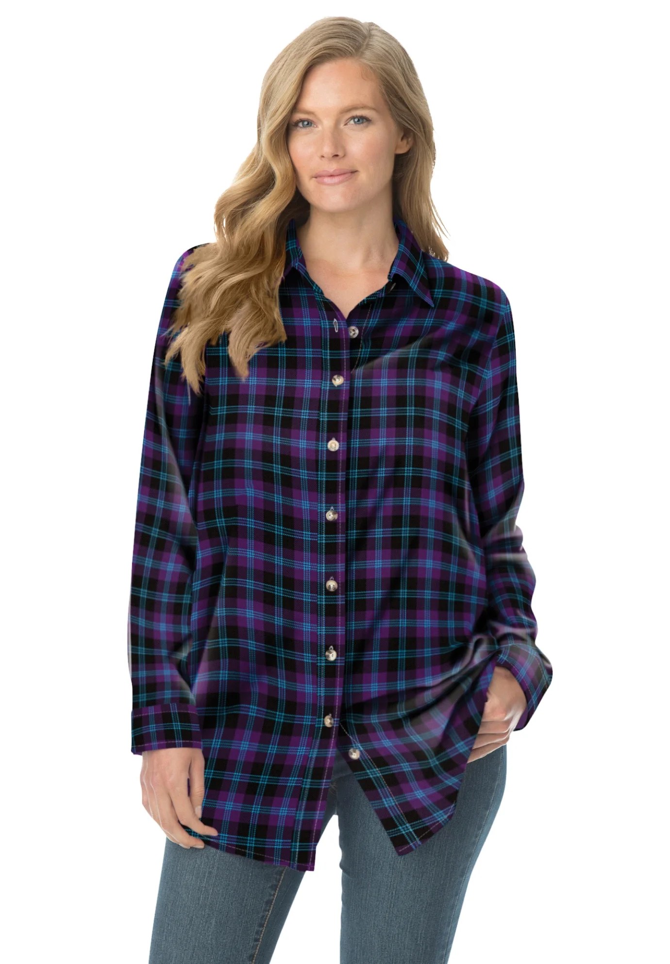 Woman Within Woman Within Women's Plus Size Classic Flannel Shirt