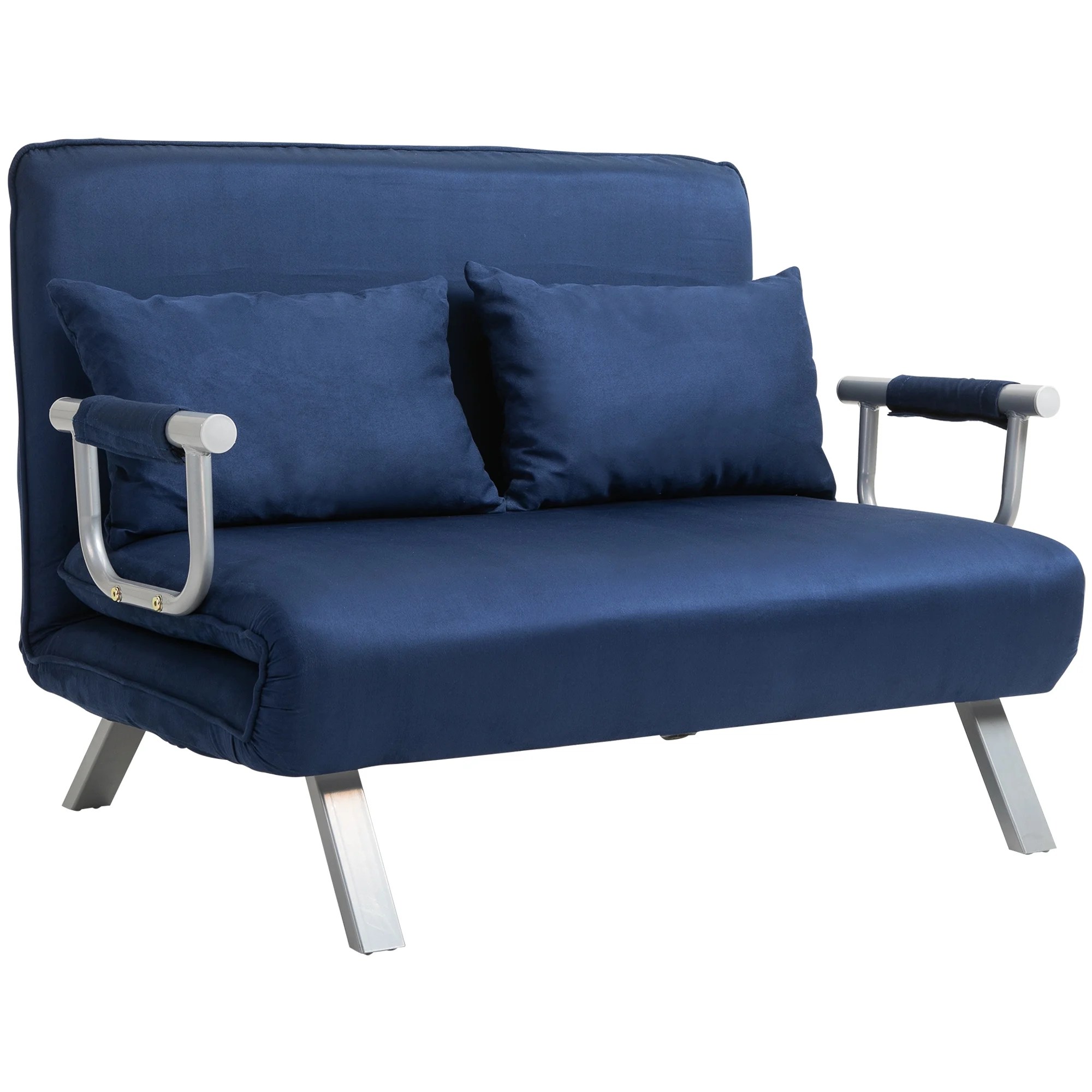 Small Sofa Couch Futon with Fold Up Bed and Adjustable Backrest