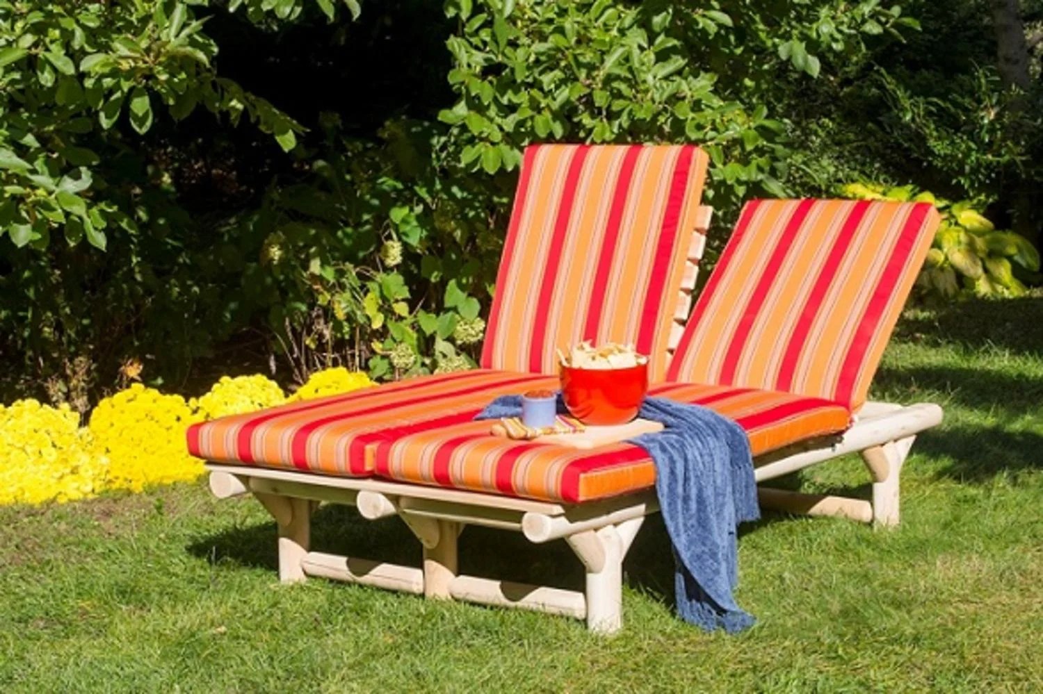 72" Natural Cedar LogStyle Outdoor Wooden Double Chaise Lounge Chair 72" Natural Cedar LogStyle Outdoor Wooden Double Chaise Lounge Chair