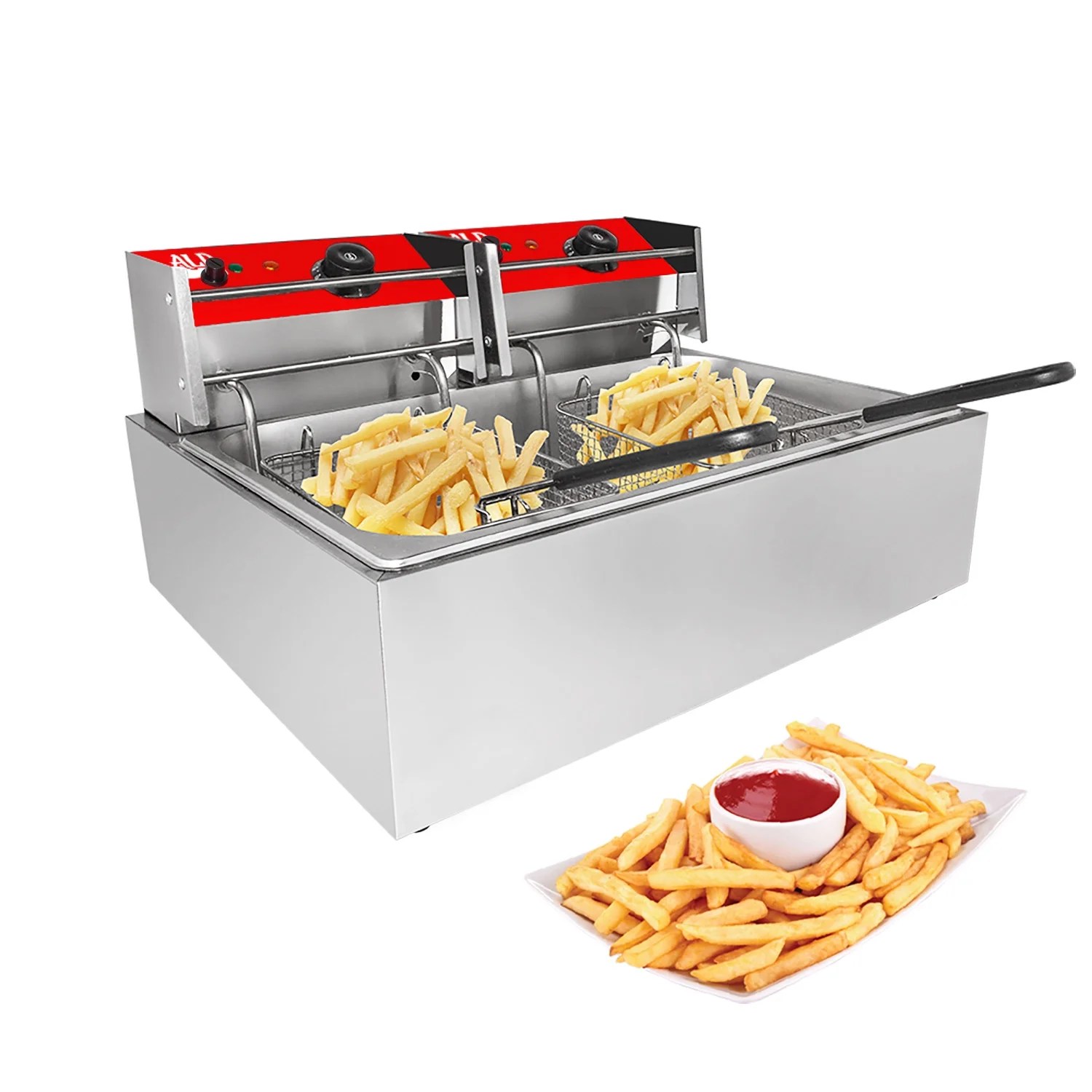ALDKitchen Double Deep Fryer 2Basket Electric Fryer for Commercial Use Cooking, Frying and