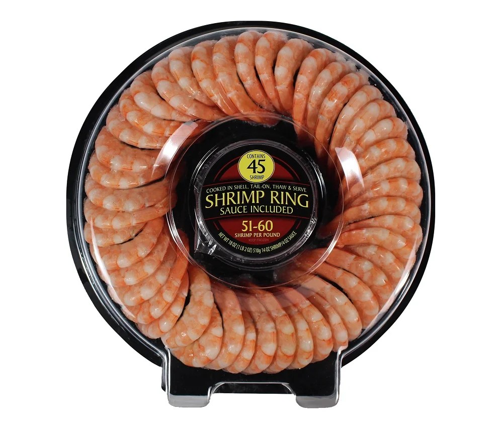 Frozen Shrimp Ring, Cooked, Thaw and Serve with Sauce included, 45ct