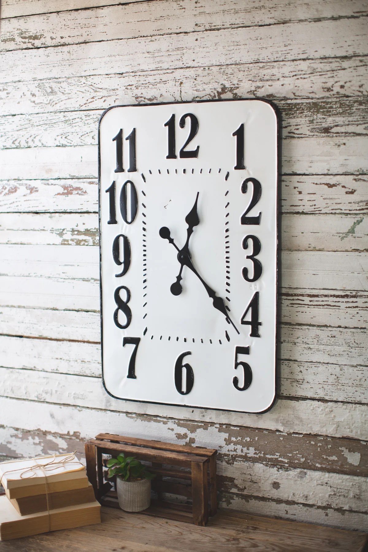 Kalalou Enamelware Rectangle Wall Clock CHYK1103