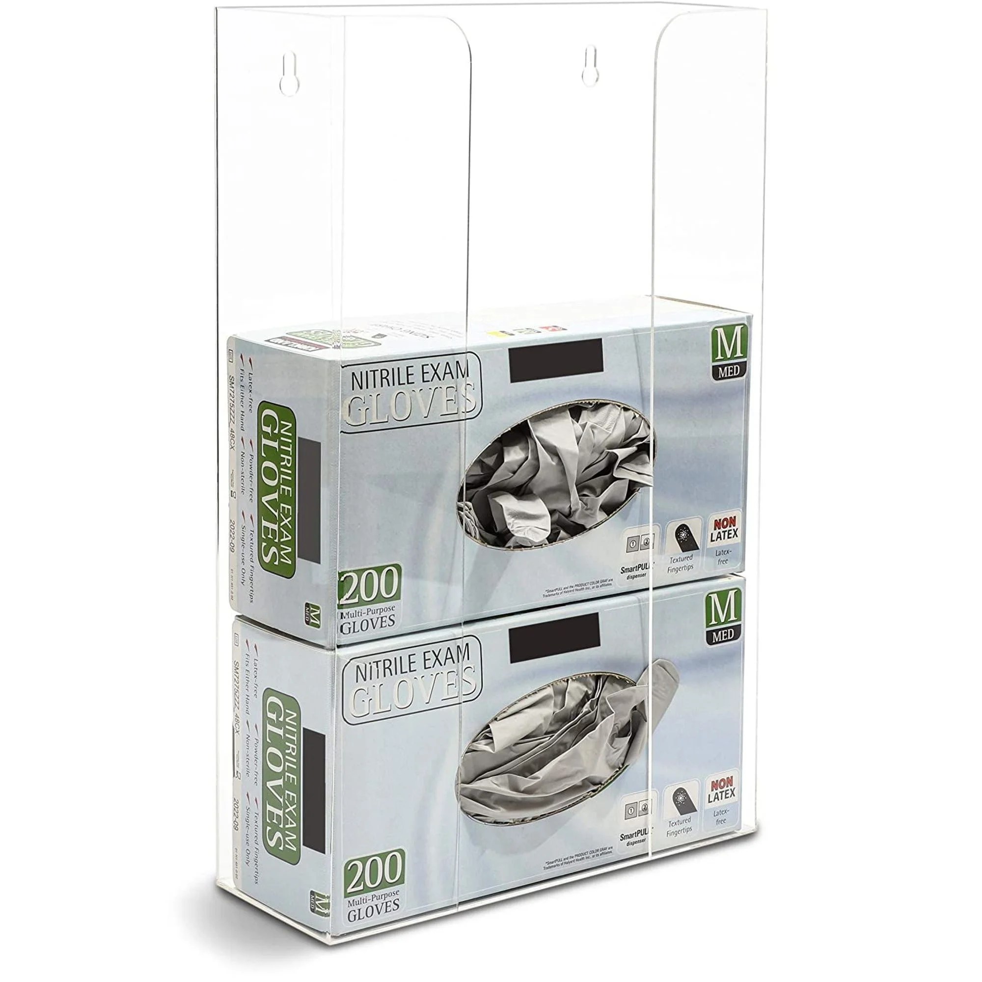 Acrylic Glove Dispenser Wall Mount Floating Rack, Holds Triple Gloves