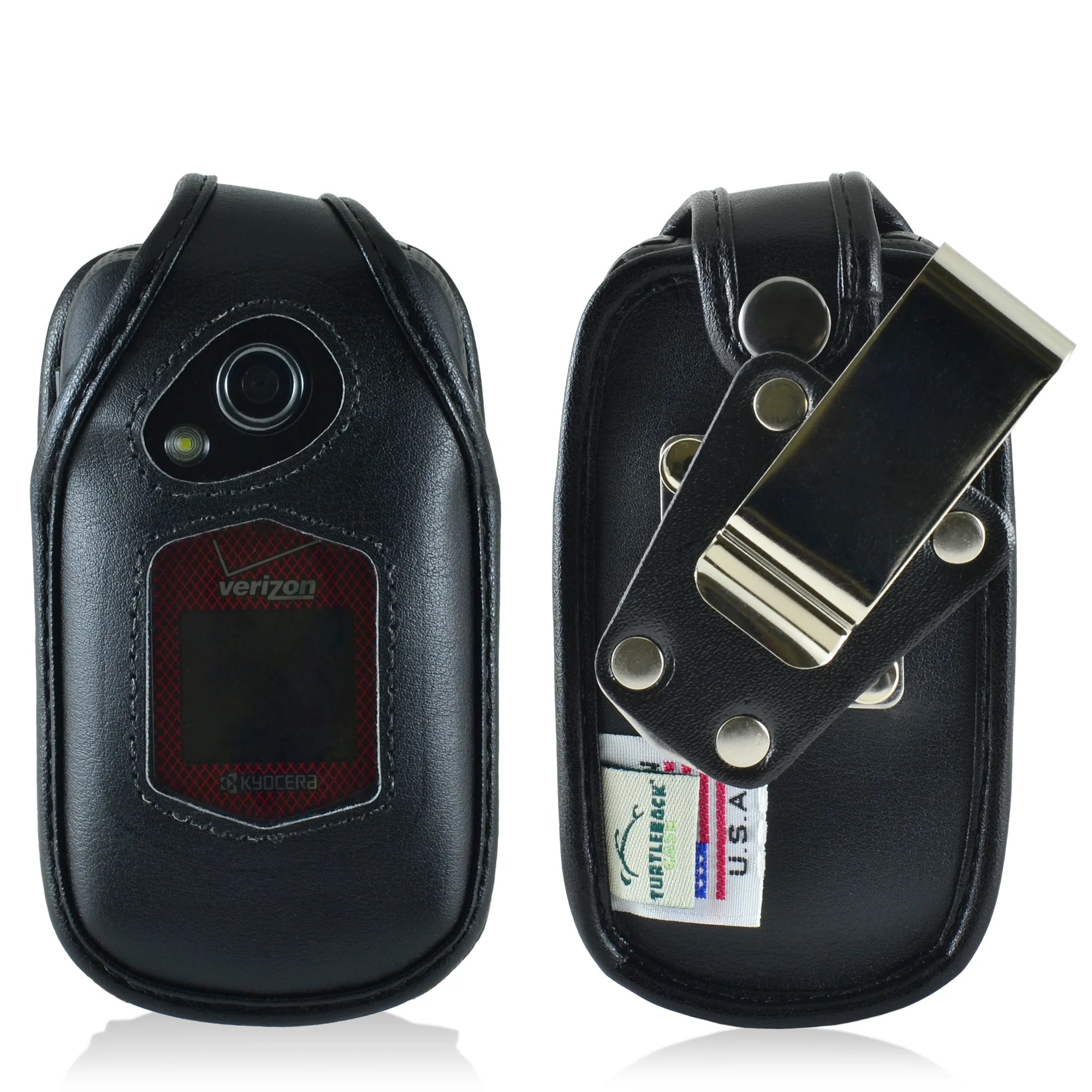 Turtleback Fitted Case for Kyocera DuraXV Plus Flip Phone Black Leather